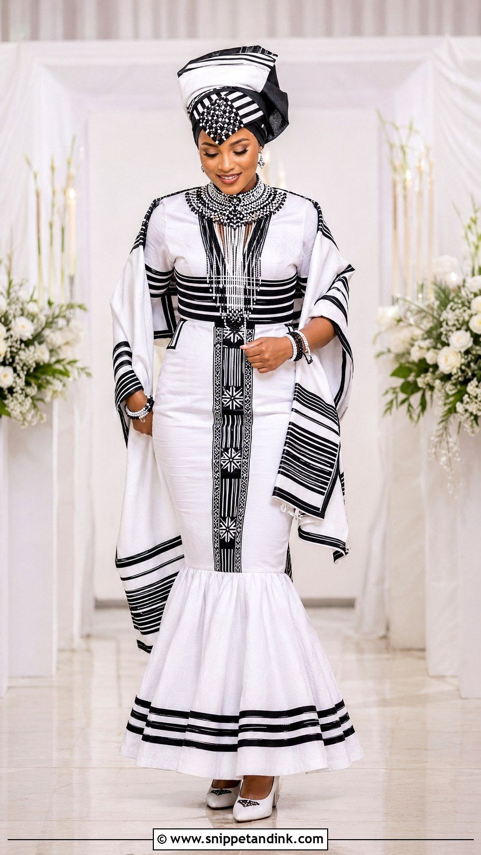Xhosa Long Sleeve Wedding Dress - Snippet and Ink - 25 Xhosa Traditional Wedding Dresses
