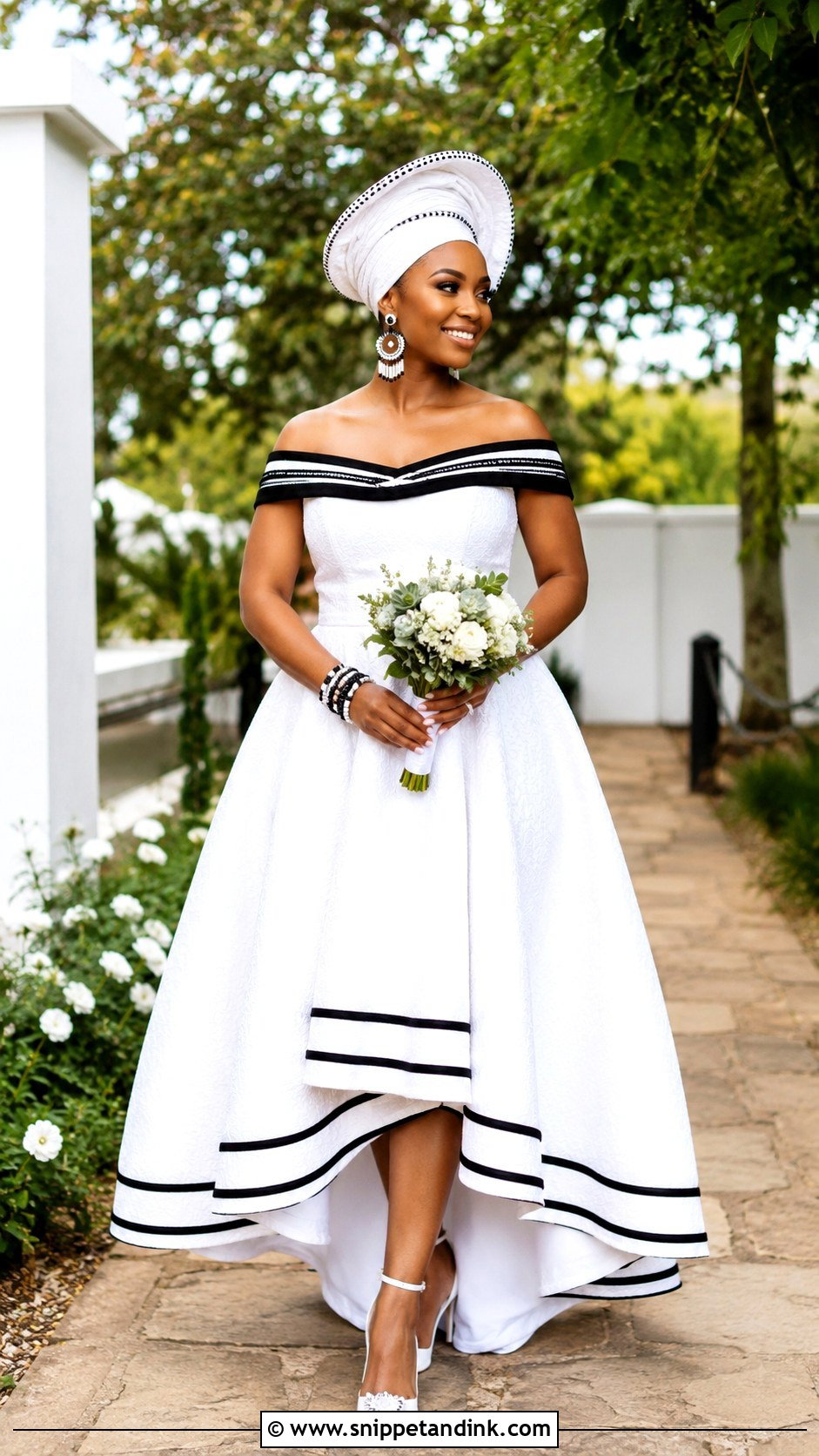 Xhosa Off Shoulder Wedding Dress - Snippet and Ink - 25 Xhosa Wedding Dresses