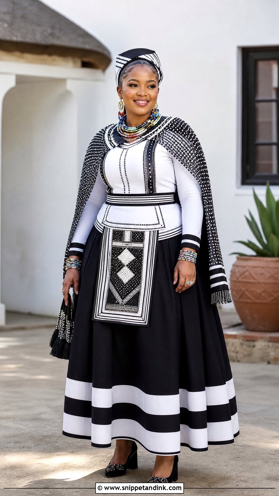Xhosa Umbhaco Lobola Dress With Beaded Cape - Snippet and Ink - 20 Traditional Lobola Dresses