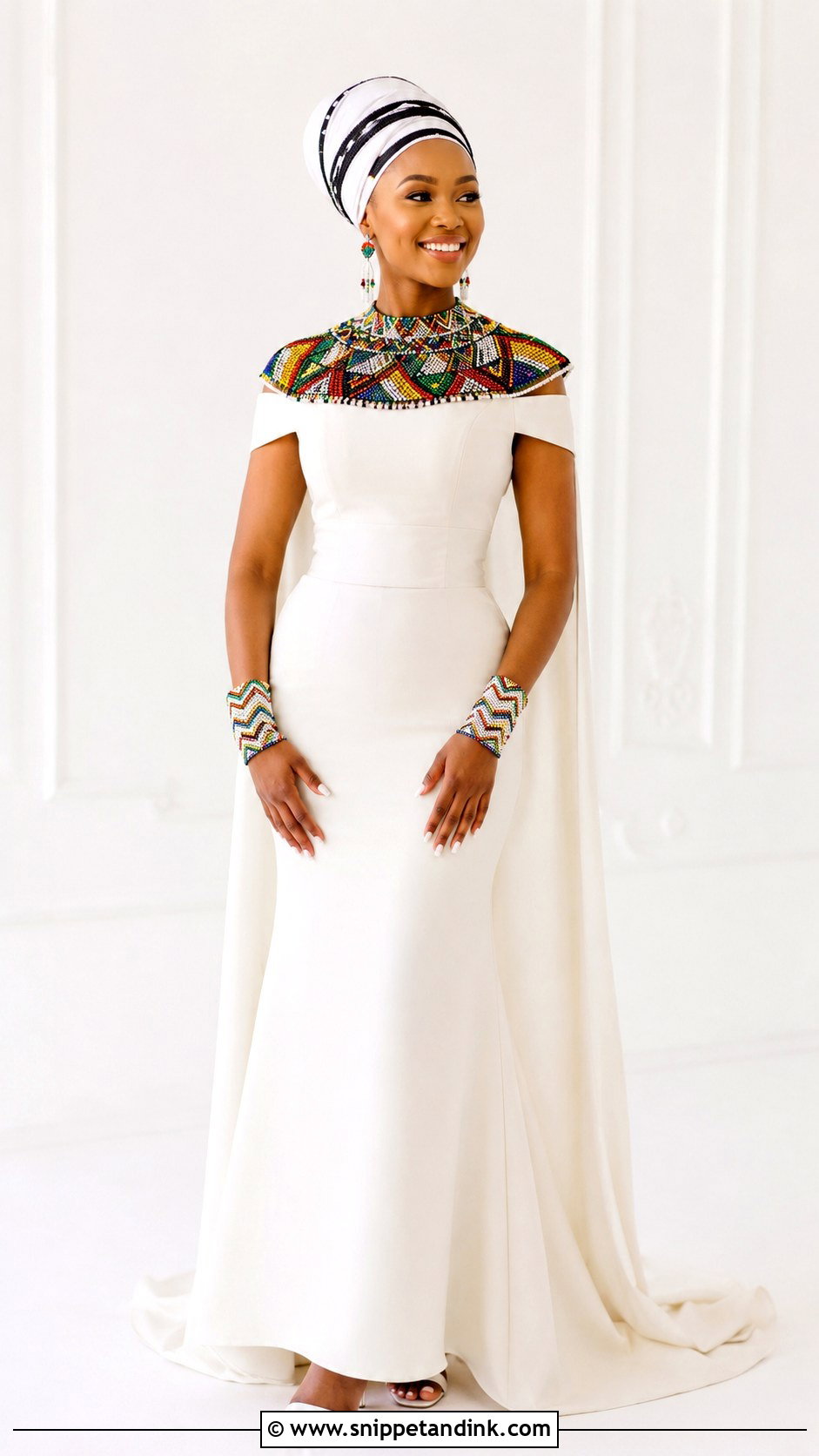 Xhosa Wedding Dress With Beaded Collar - Snippet and Ink - 25 Xhosa Wedding Dresses