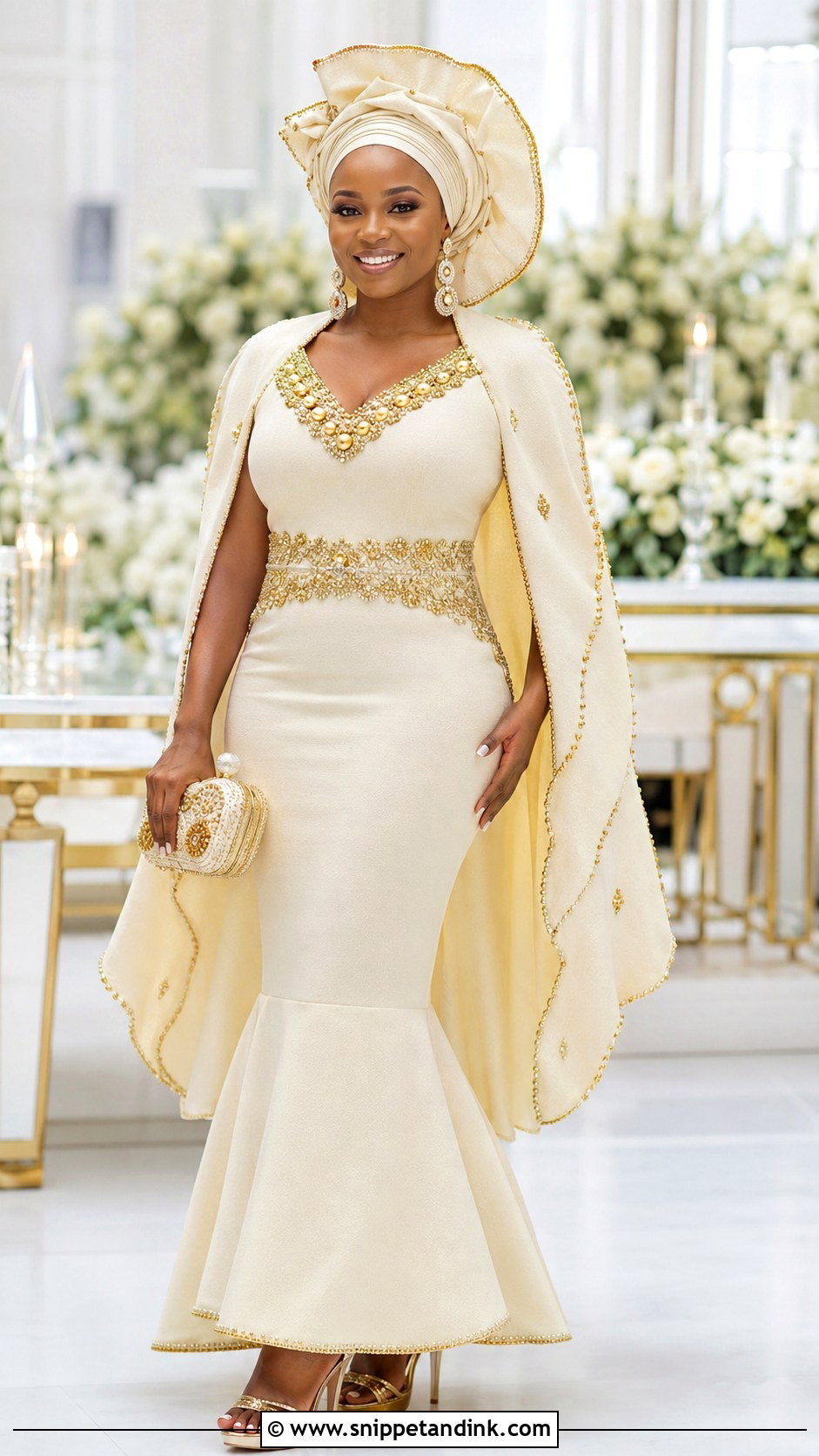 Xhosa Wedding Dress With Gold Beading - Snippet and Ink - 25 Xhosa Wedding Dresses