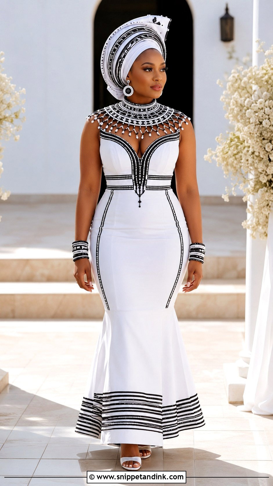 Xhosa Wedding Dress With Headwrap - Snippet and Ink - 25 Xhosa Wedding Dresses