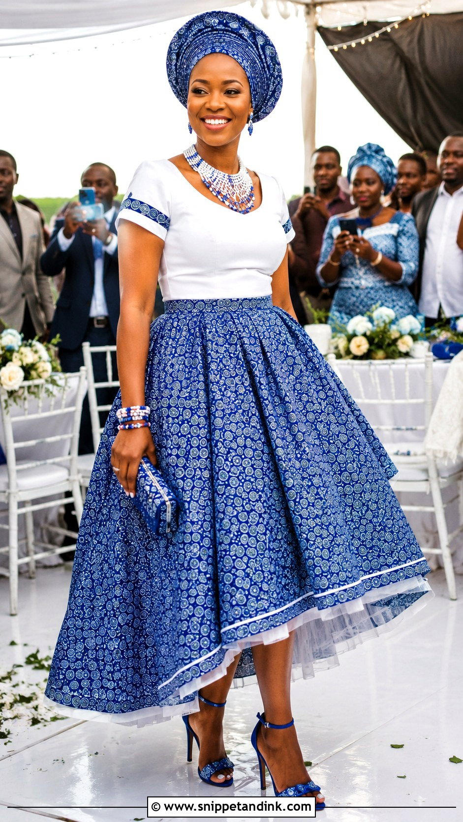 Xhosa Wedding Dress With Isishweshwe Print - Snippet and Ink - 25 Xhosa Wedding Dresses