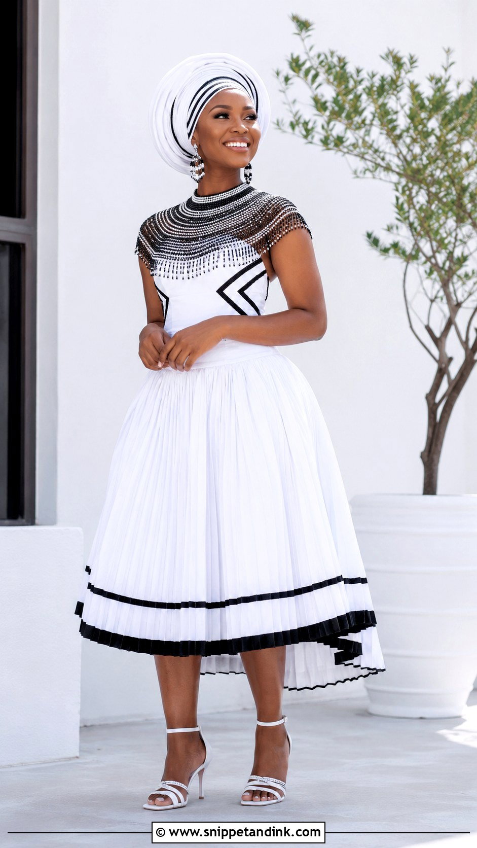 Xhosa Wedding Dress With Pleated Skirt - Snippet and Ink - 25 Xhosa Wedding Dresses