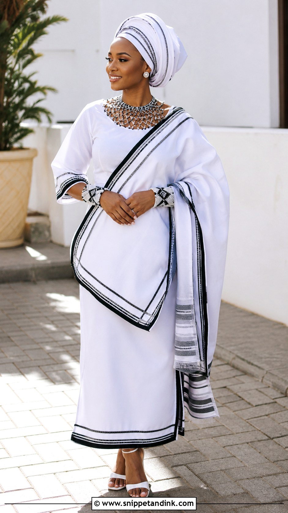 Xhosa Wedding Dress With Shawl - Snippet and Ink - 25 Xhosa Wedding Dresses