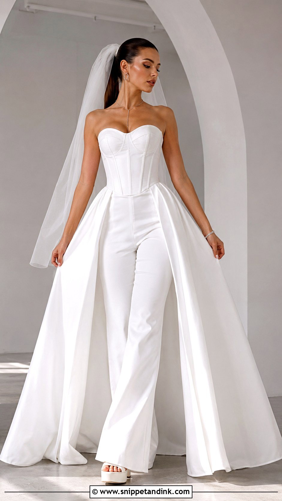 Y2K Bridal Jumpsuit With Overskirt - Snippet and Ink - 25 Y2K Wedding Dress Ideas