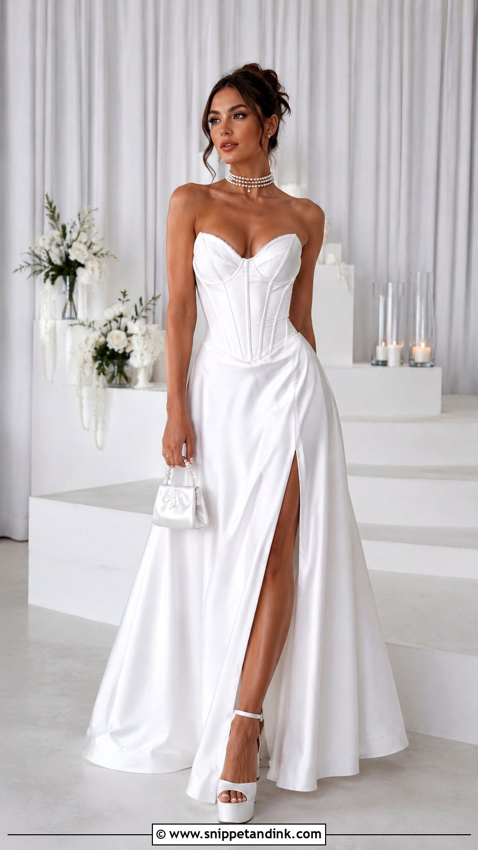 Y2K Corset Wedding Dress With Platform Heels - Snippet and Ink - 25 Y2K Wedding Dress Ideas