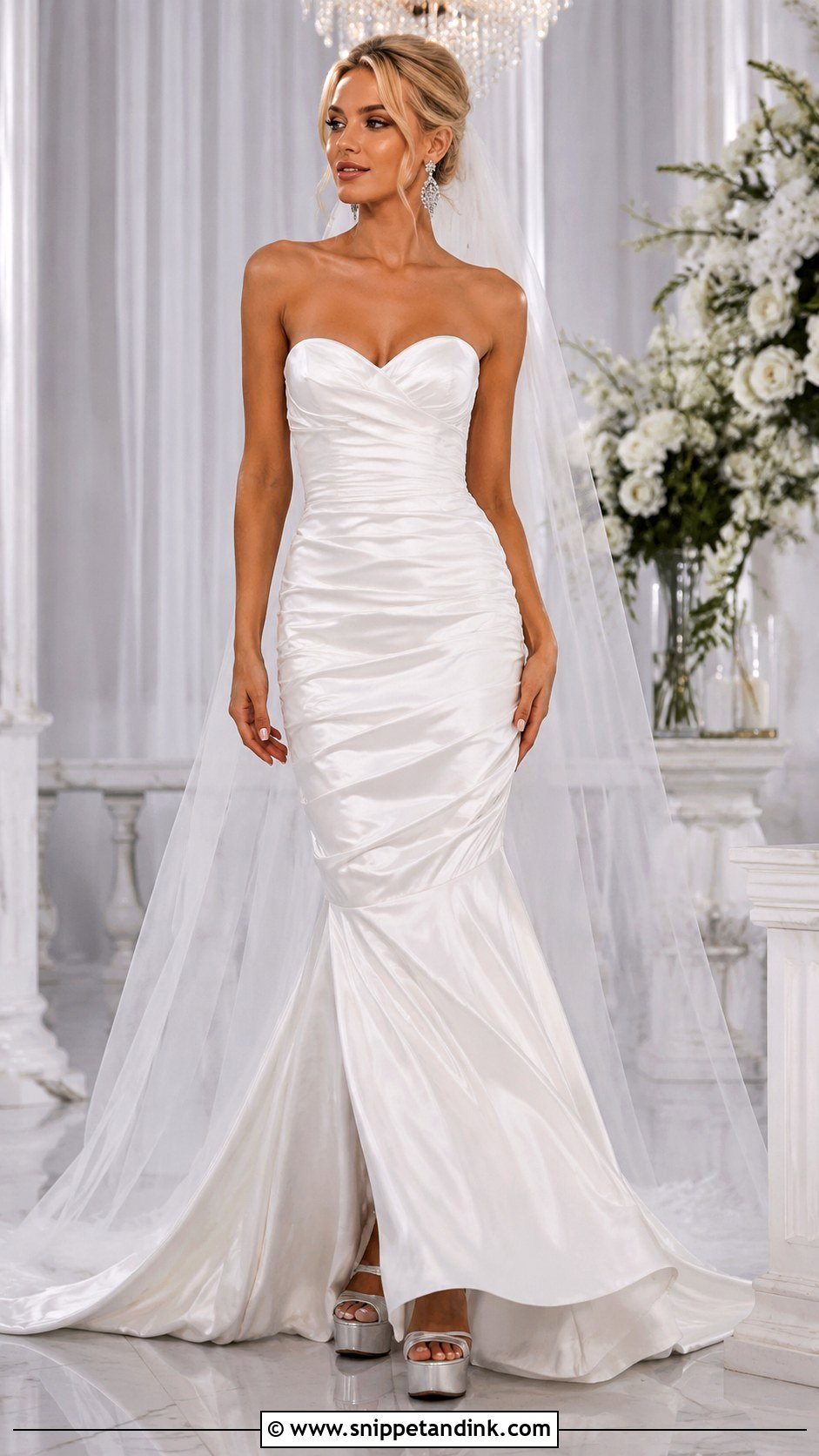 Y2K Mermaid Wedding Dress With Rhinestone Jewelry - Snippet and Ink - 25 Y2K Wedding Dress Ideas