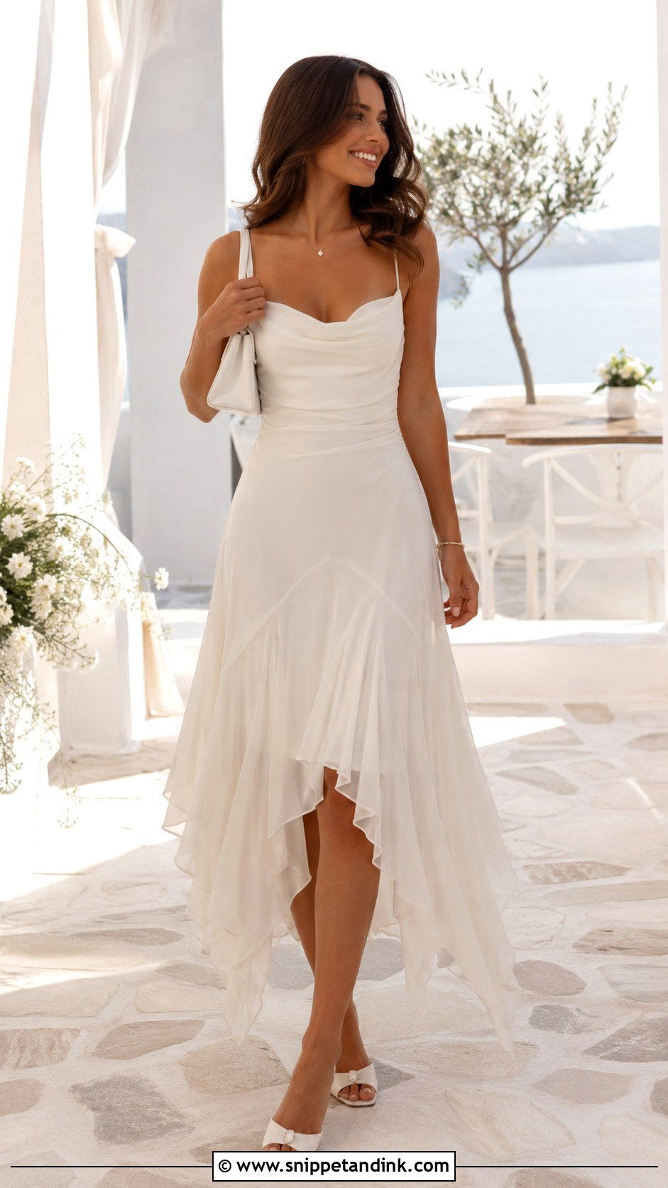 Y2K Scarf Hem Wedding Dress With Kitten Heels - Snippet and Ink - 25 Y2K Wedding Dress Ideas