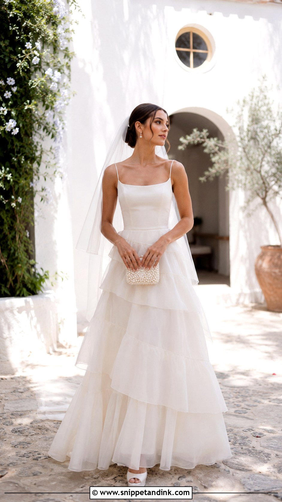 Y2K Tiered Wedding Dress With Platform Sandals - Snippet and Ink - 25 Y2K Wedding Dress Ideas