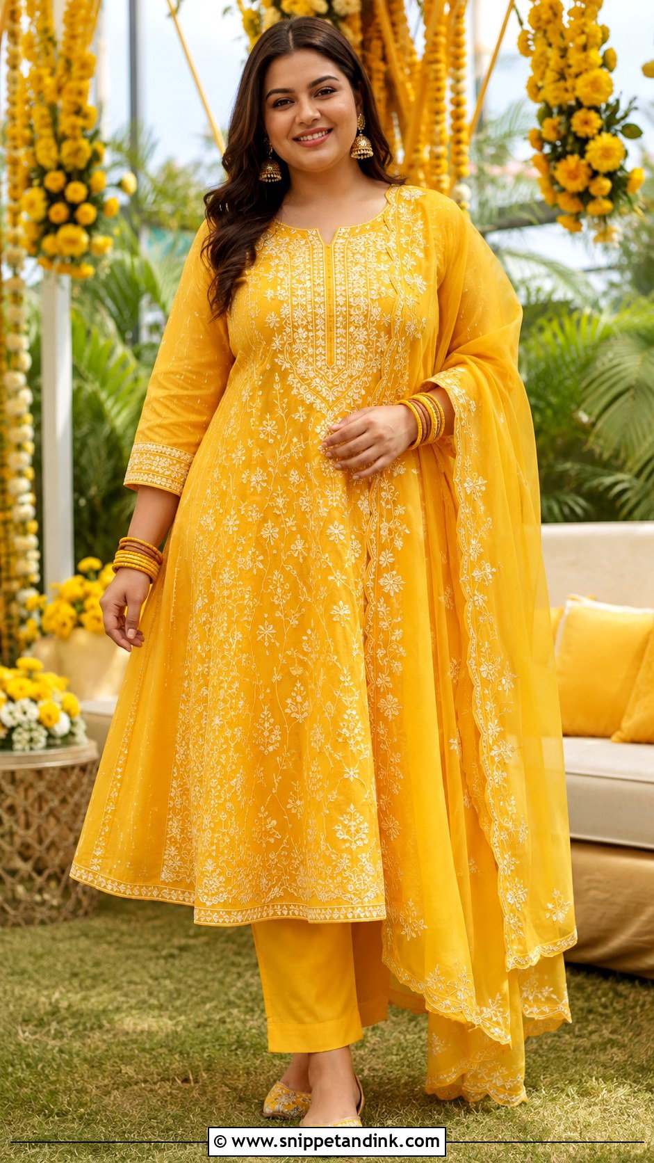 Yellow A Line Kurta Set for Haldi - Snippet and Ink - 20 Haldi Theme Dress Ideas