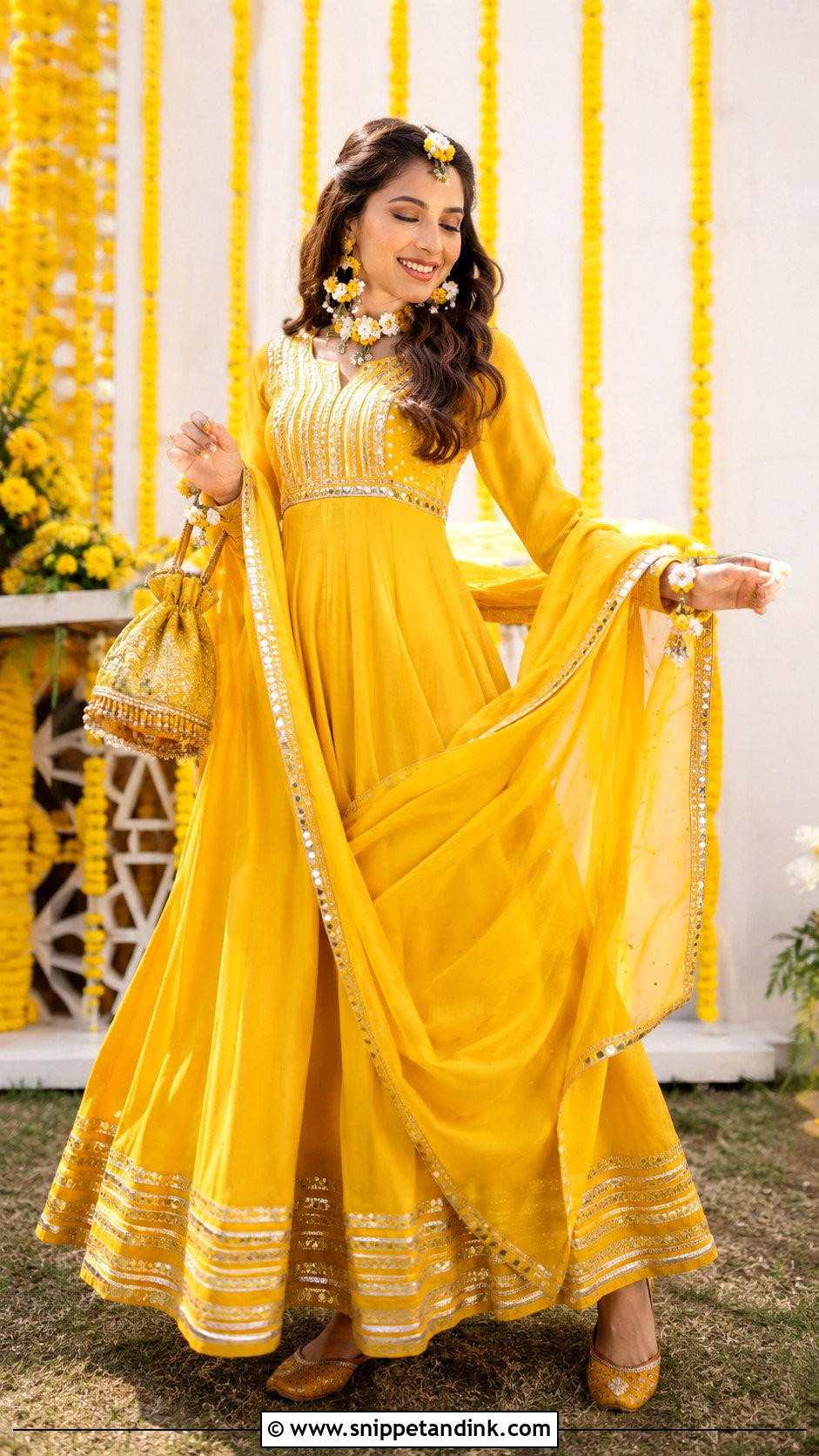 Yellow Anarkali Dress For Haldi - Snippet and Ink - 25 Wedding Anarkali Dress Ideas