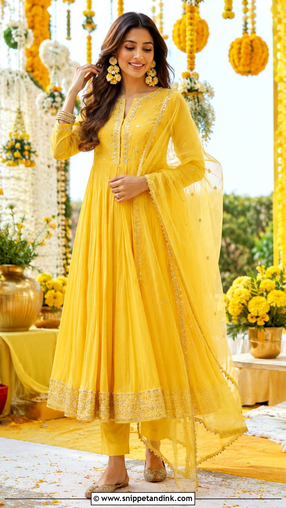Yellow Anarkali Dress For Haldi - Snippet and Ink - 25 Yellow Dress for Haldi Ideas