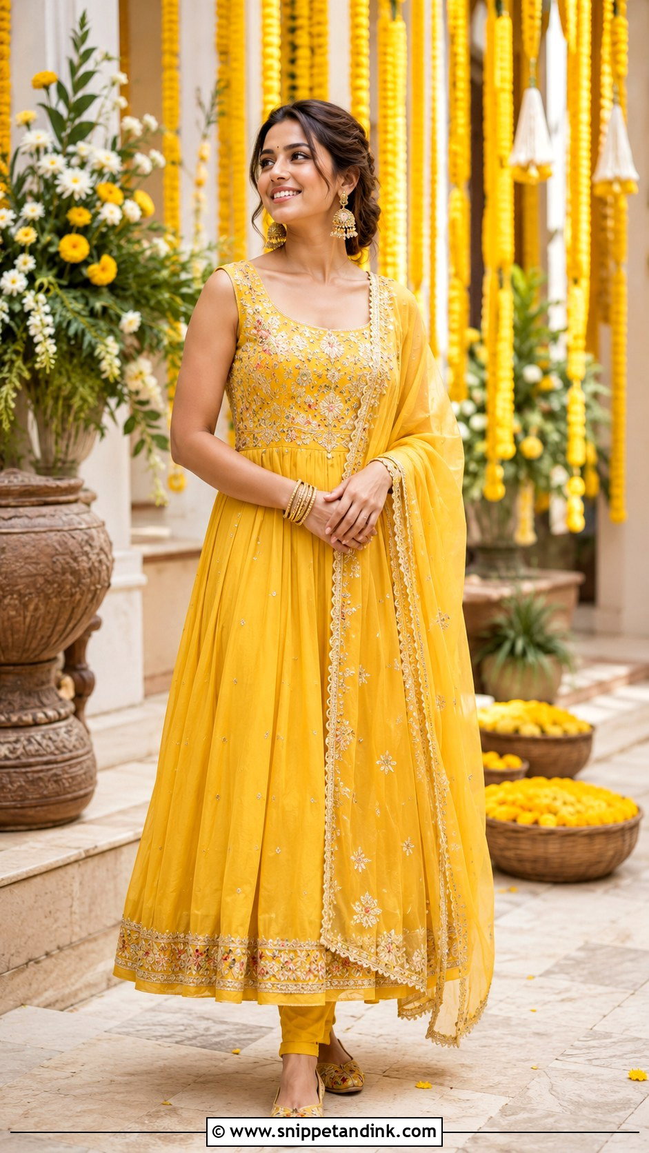 Yellow Anarkali Dress for Haldi - Snippet and Ink - 20 Haldi Function Dress for Sister Ideas