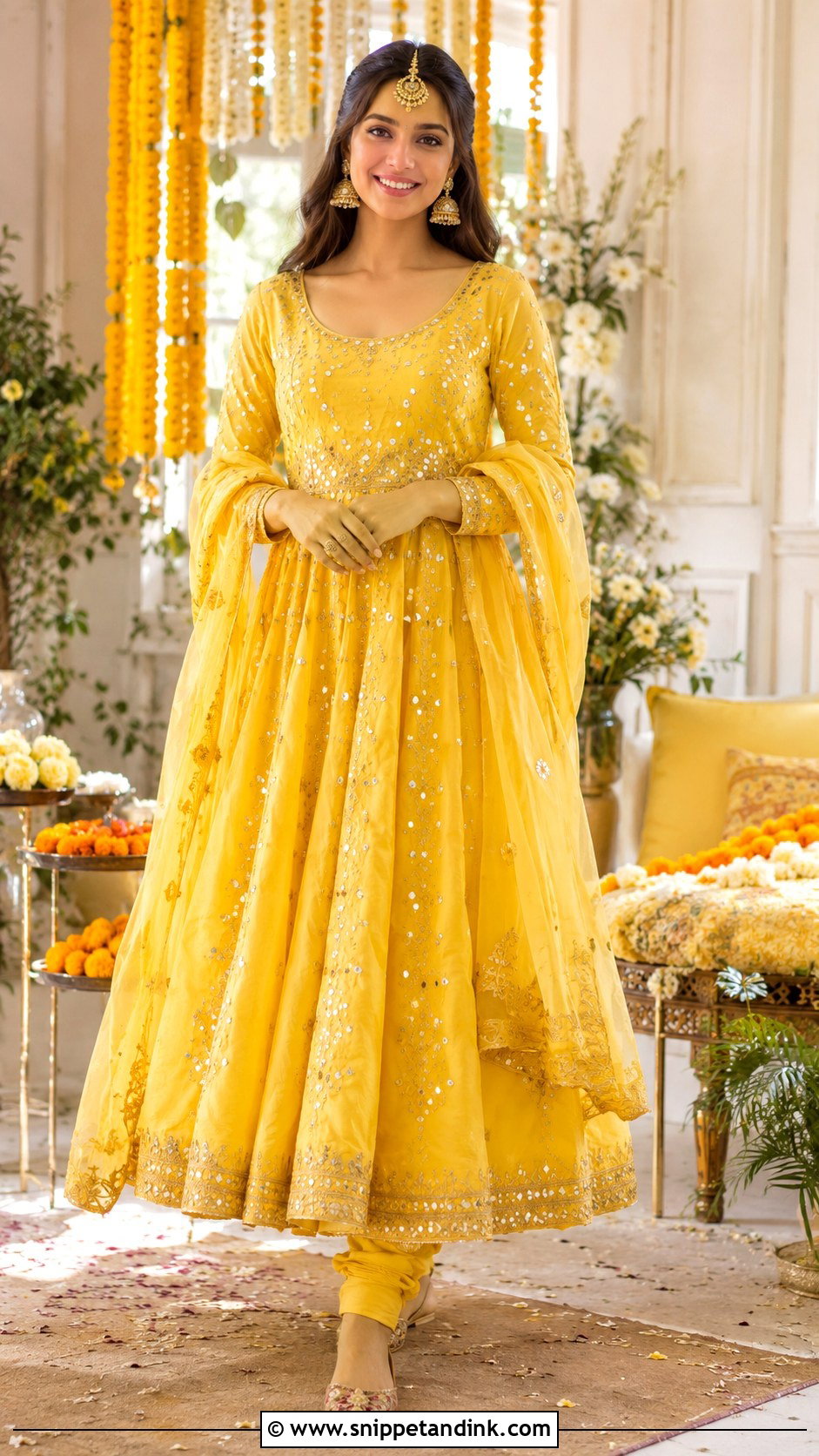 Yellow Anarkali For Haldi - Snippet and Ink - 25 Haldi Ka Dress Ideas