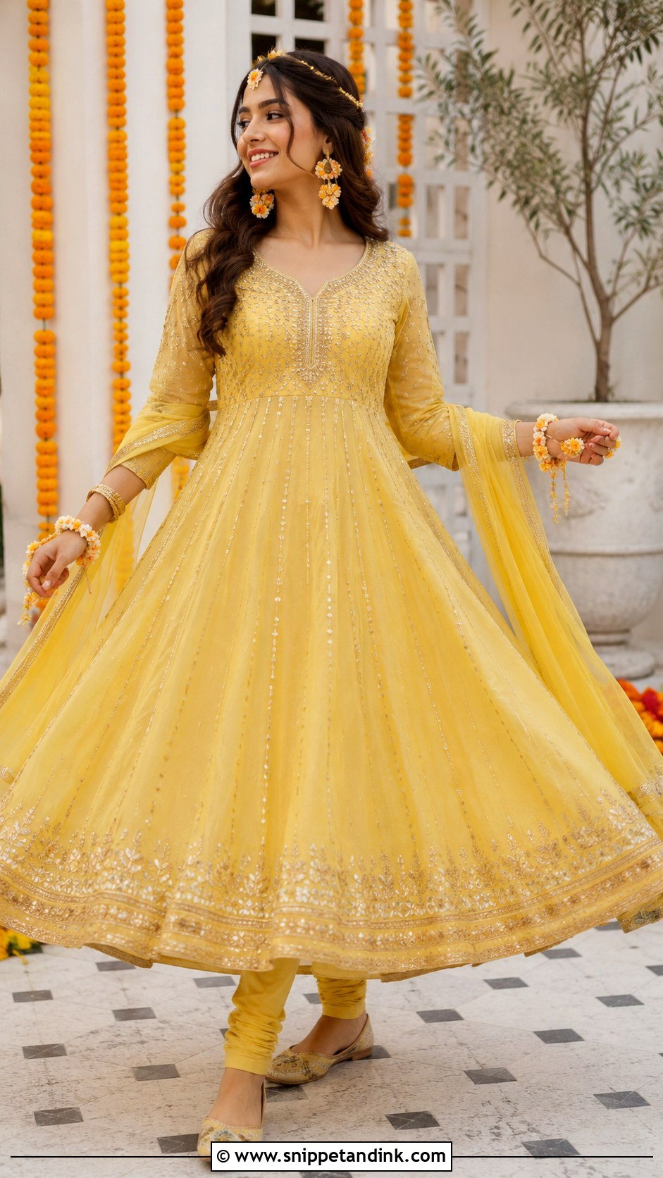 Yellow Anarkali For Haldi Bride - Snippet and Ink - 25 Outfit for Haldi Function for Bride Ideas