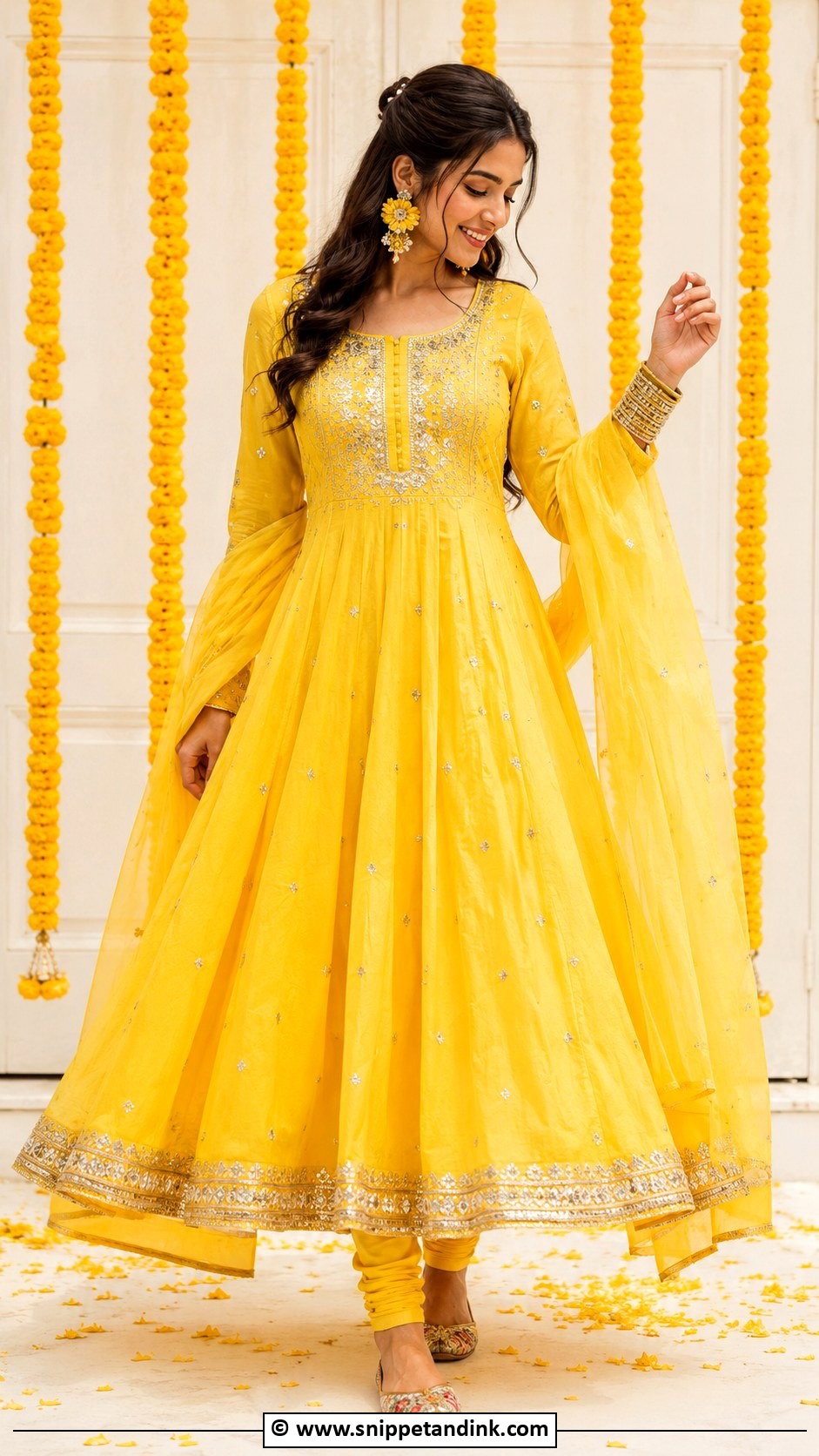 Yellow Anarkali For Haldi Bride - Snippet and Ink - 30 Haldi Bridal Outfit Ideas