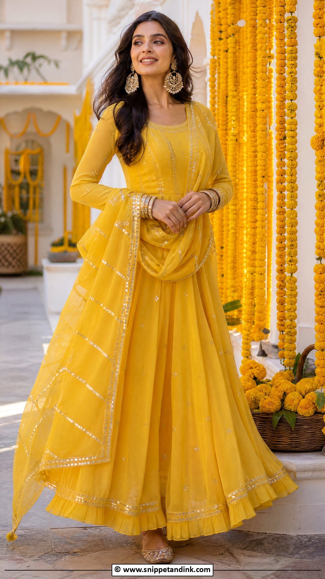 Yellow Anarkali For Haldi - Snippet and Ink - 35 Haldi Outfits