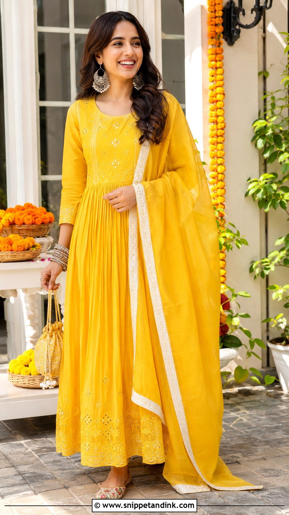 Yellow Anarkali Gown With Dupatta - Snippet and Ink - 25 Anarkali Gown with Dupatta Ideas