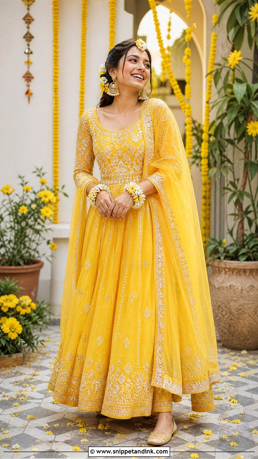 Yellow Anarkali Gown for Haldi - Snippet and Ink - 20 Yellow Gown for Haldi Ideas