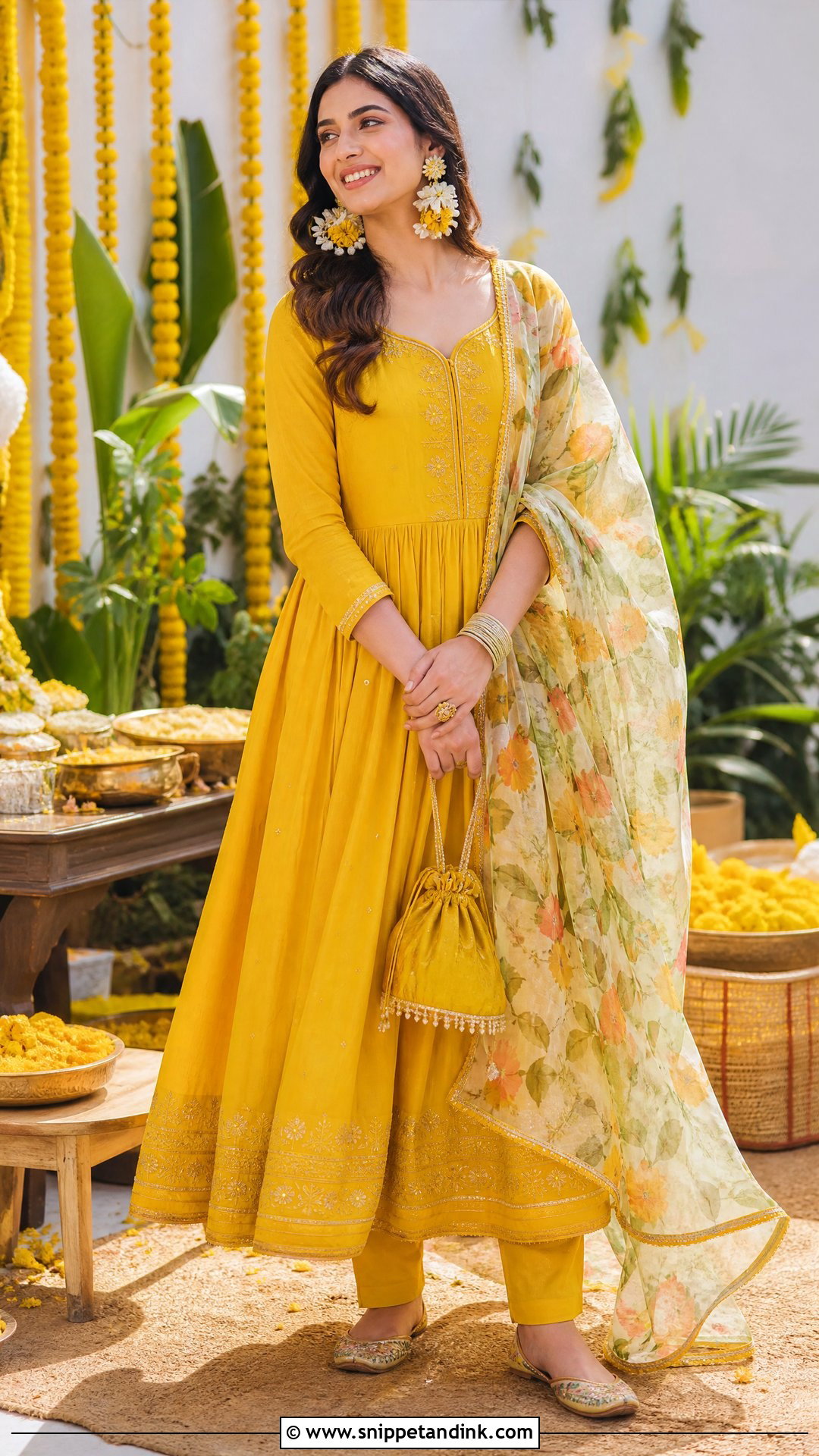 Yellow Anarkali Haldi Marriage Function Outfit - Snippet and Ink - 20 Marriage Function Outfit for Women Ideas