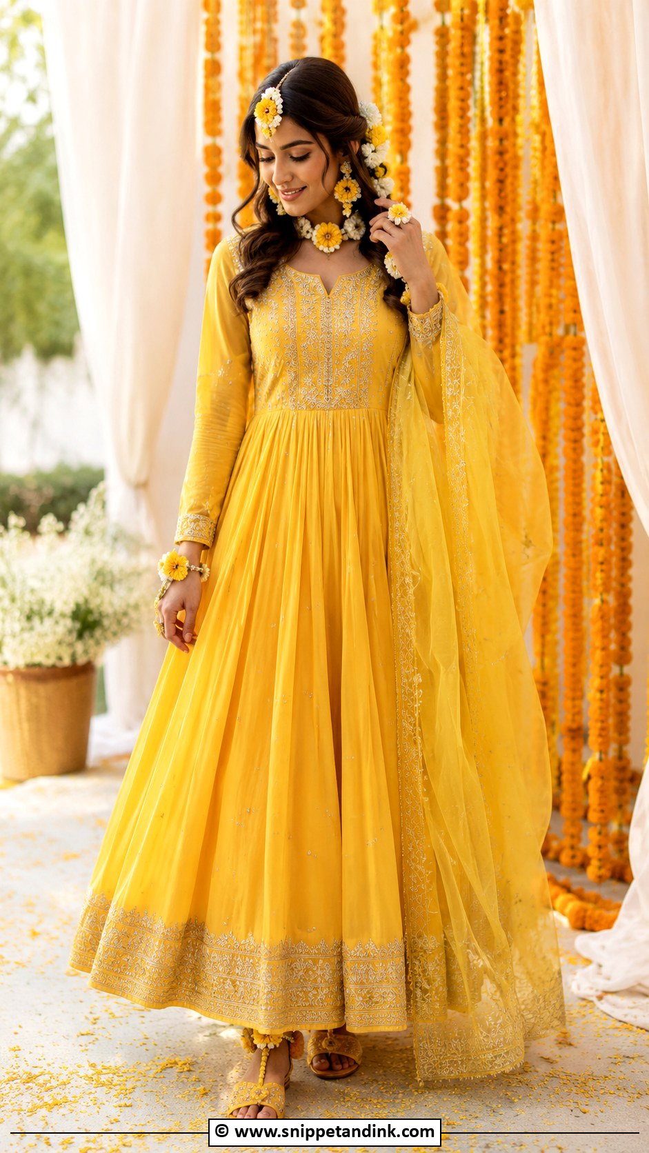 Yellow Anarkali Haldi Outfit - Snippet and Ink - 30 Unique Haldi Ceremony Outfit for Bride Ideas