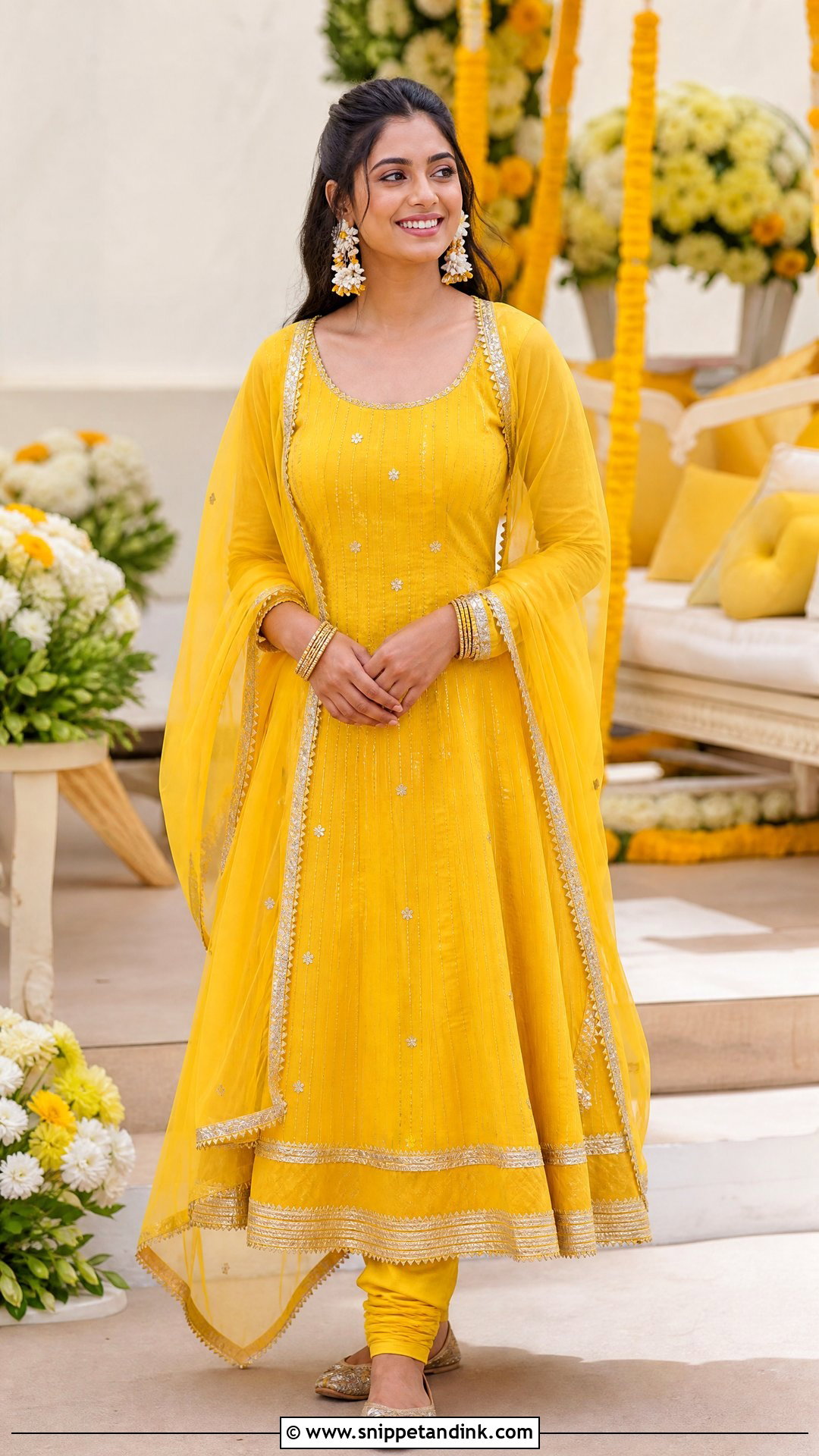 Yellow Anarkali Haldi Outfit - Snippet and Ink - 20 Bride Haldi Dress Ideas