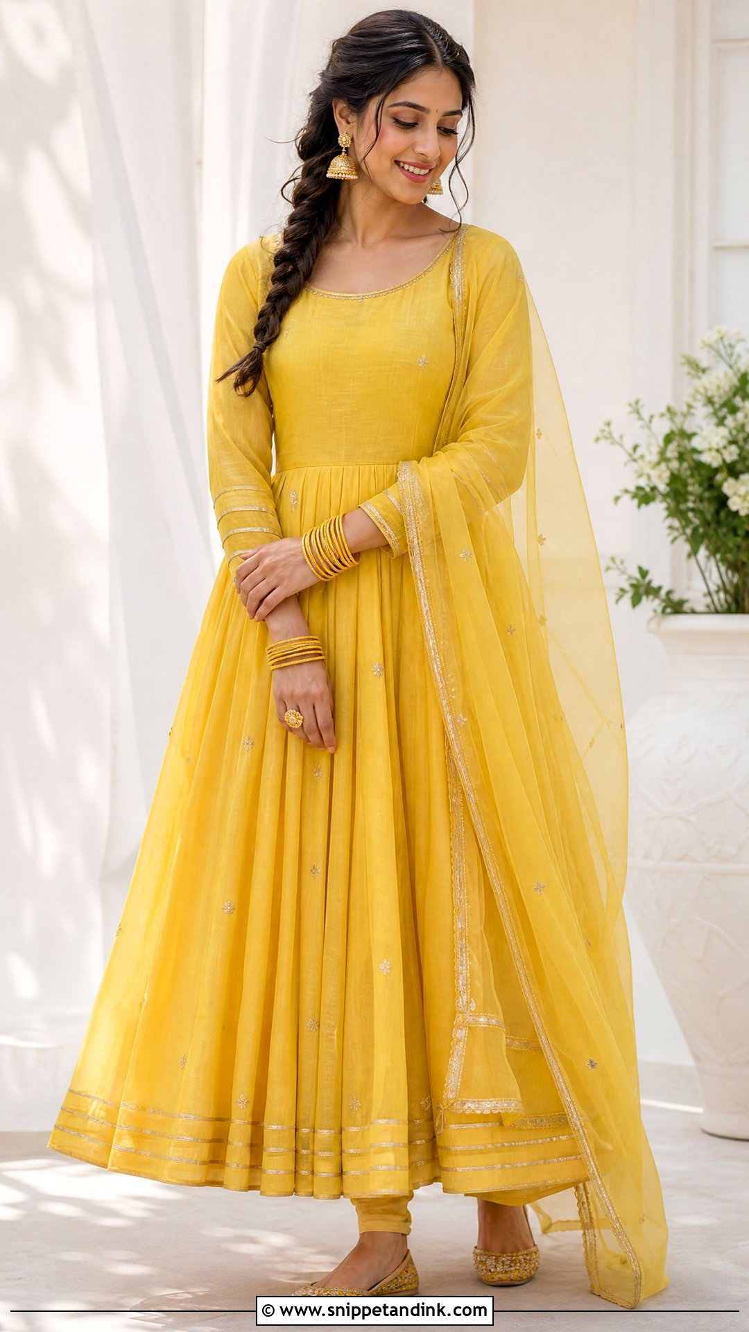 Yellow Anarkali Haldi Outfit - Snippet and Ink - 20 Women Haldi Outfit Ideas