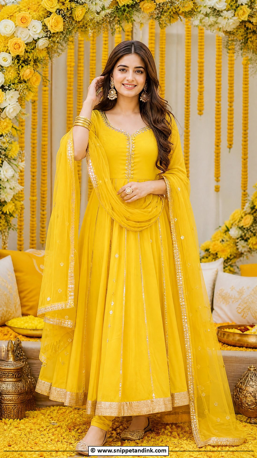 Yellow Anarkali Haldi Outfit - Snippet and Ink - 35 Haldi Outfits for Sister