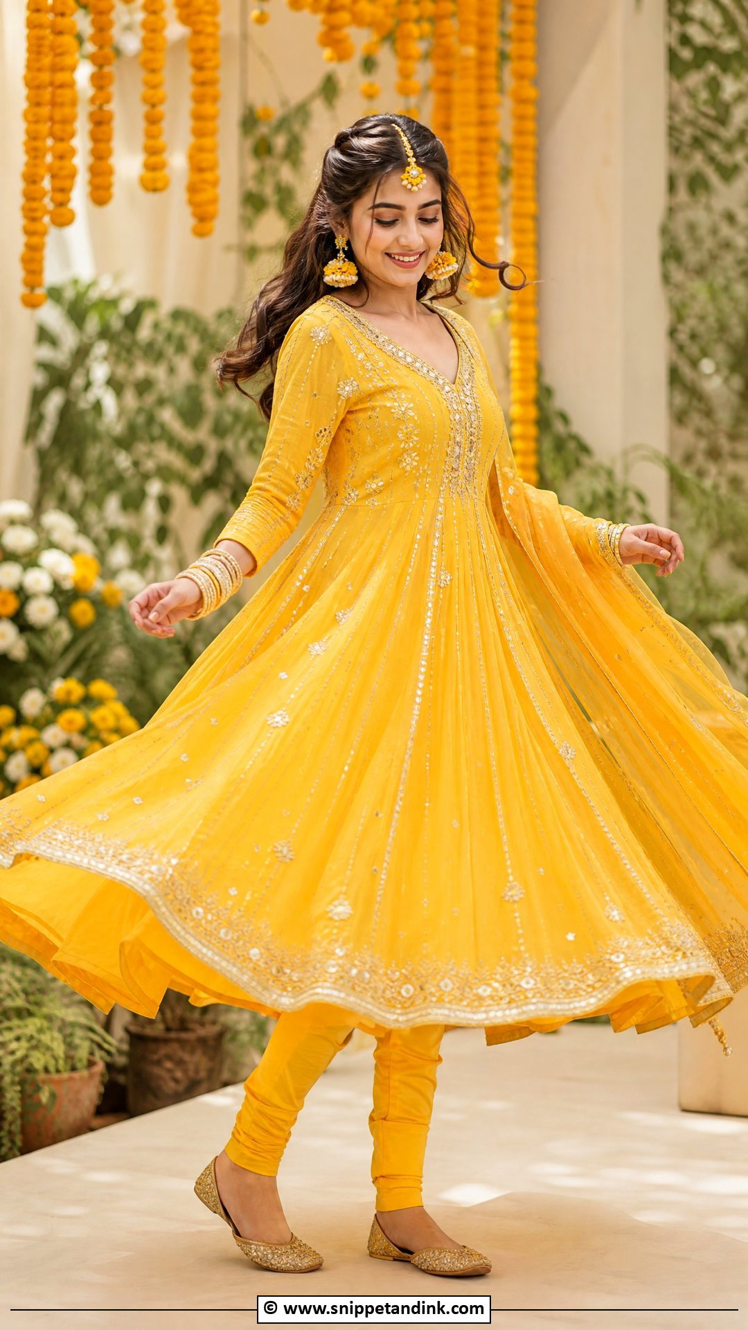Yellow Anarkali Haldi Outfit - Snippet and Ink - 35 Haldi Outfit Ideas