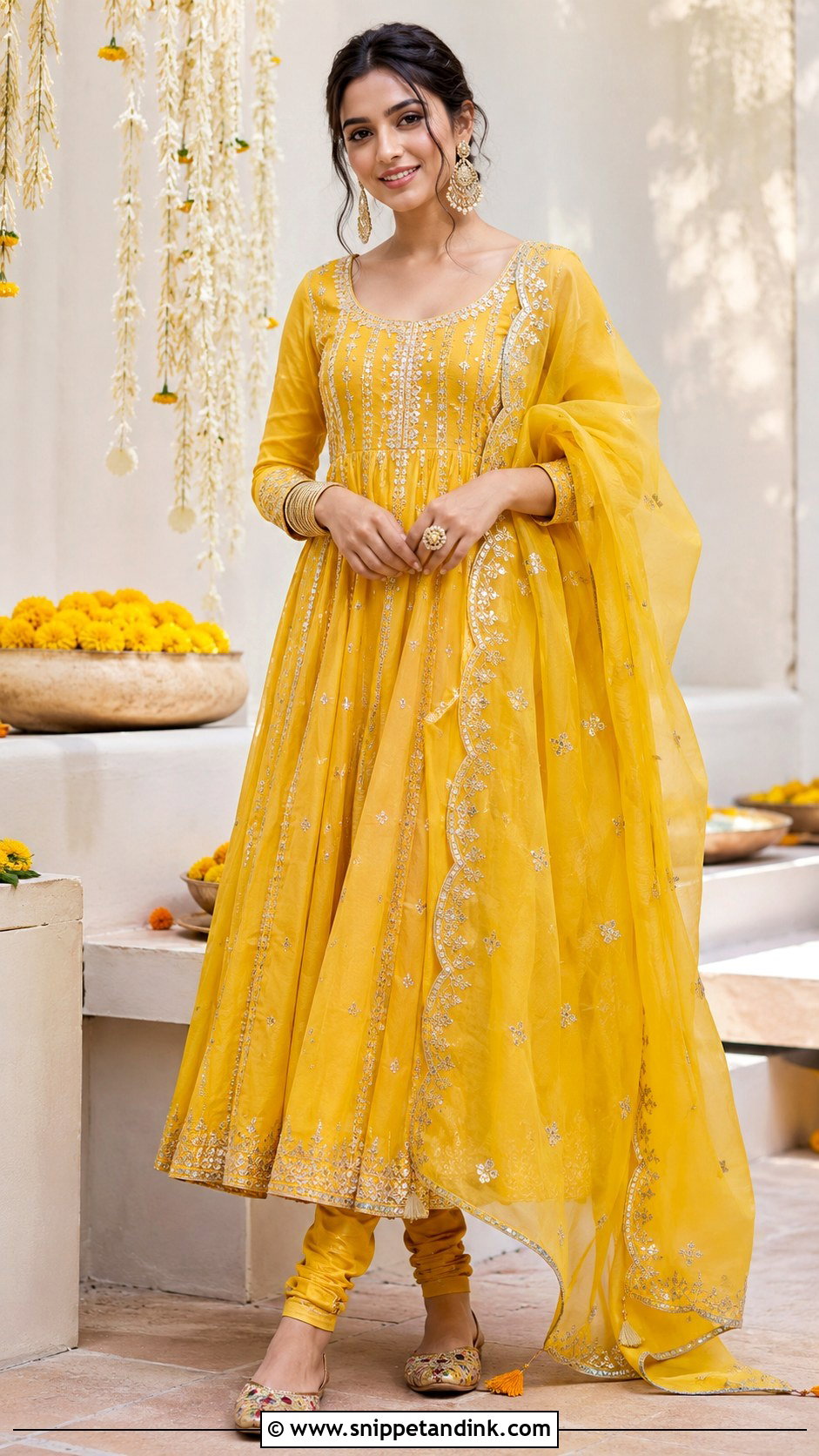 Yellow Anarkali Haldi Outfit - Snippet and Ink - 25 Outfit for Haldi Function Ideas