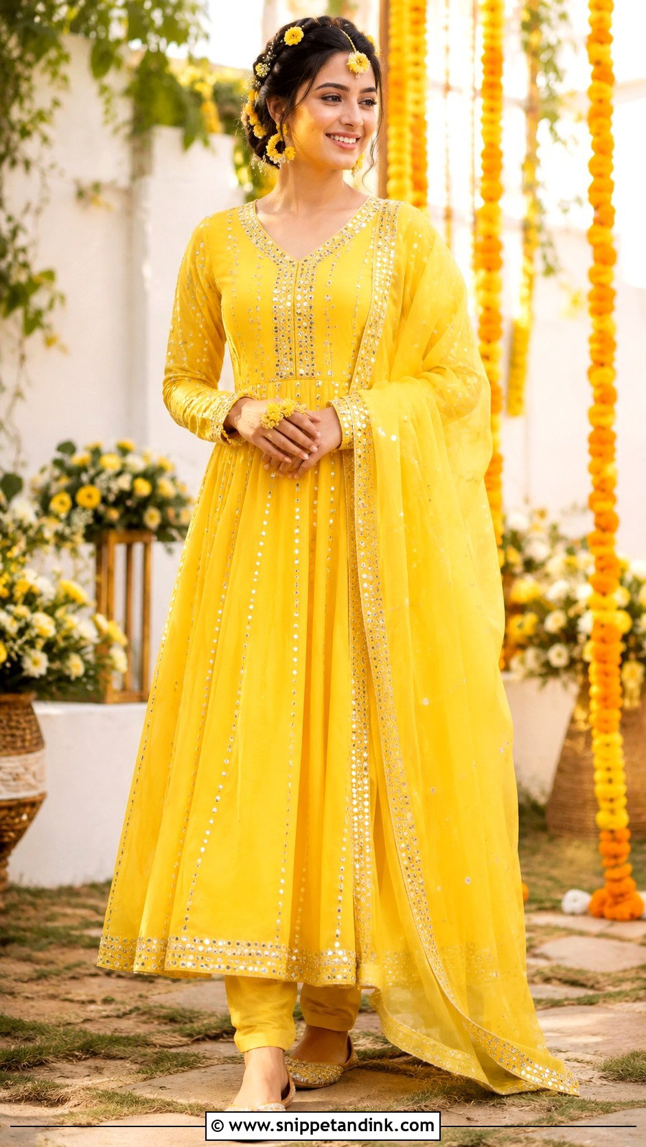 Yellow Anarkali Haldi Outfit - Snippet and Ink - 20 Haldi Outfit From Scratch Ideas