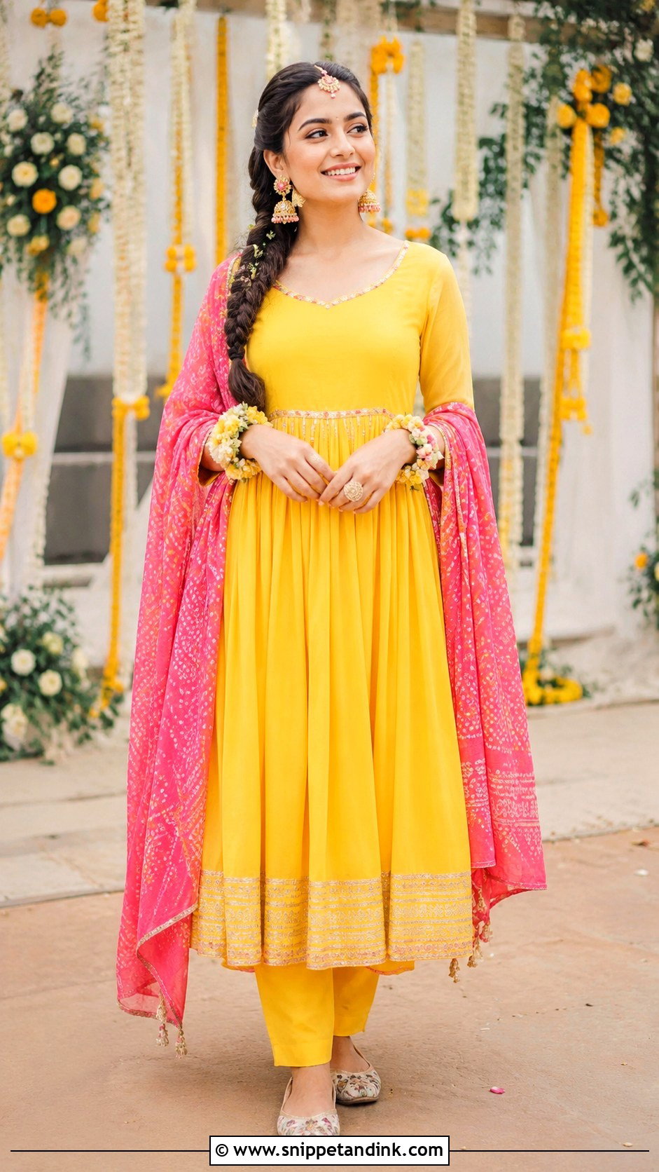 Yellow Anarkali Haldi Outfit - Snippet and Ink - 20 Indian Bride Haldi Outfit Ideas