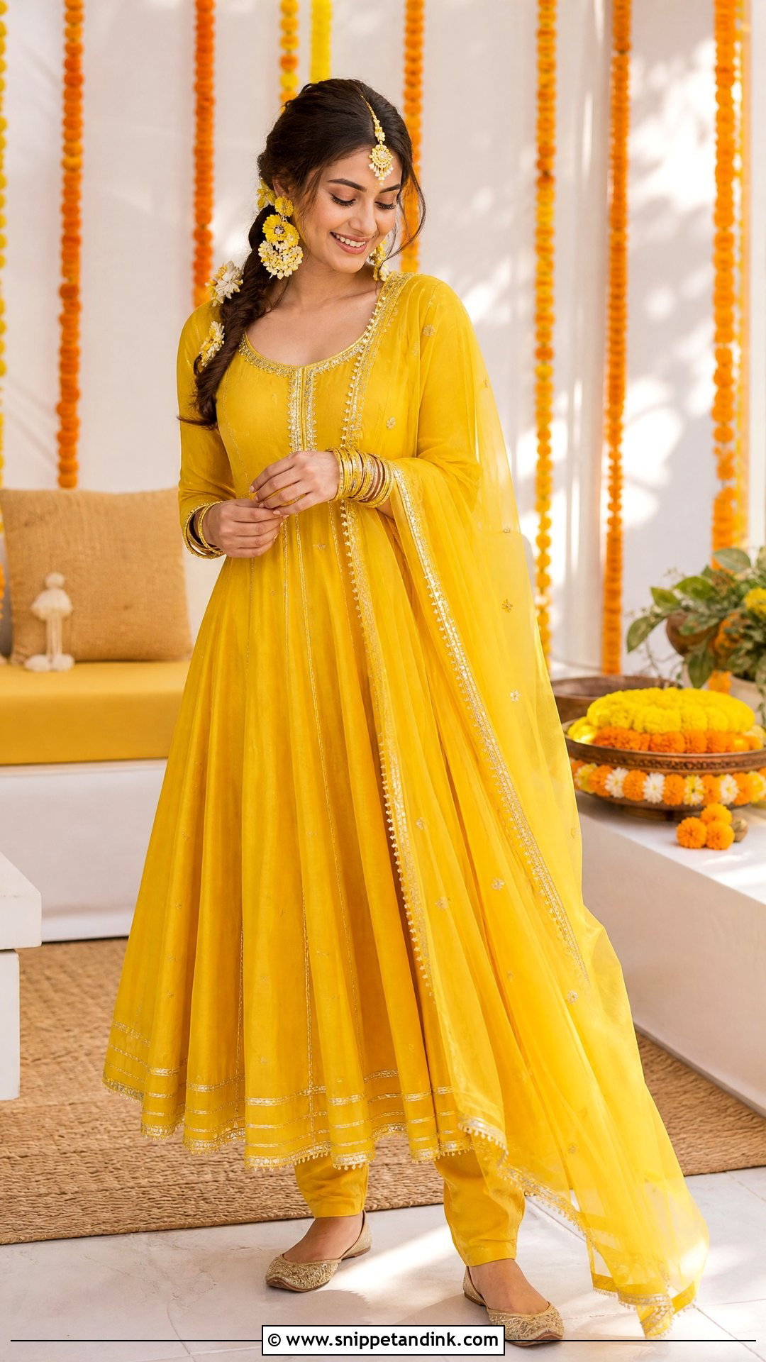 Yellow Anarkali Haldi Outfit - Snippet and Ink - 25 Simple Haldi Outfit for Bride Ideas