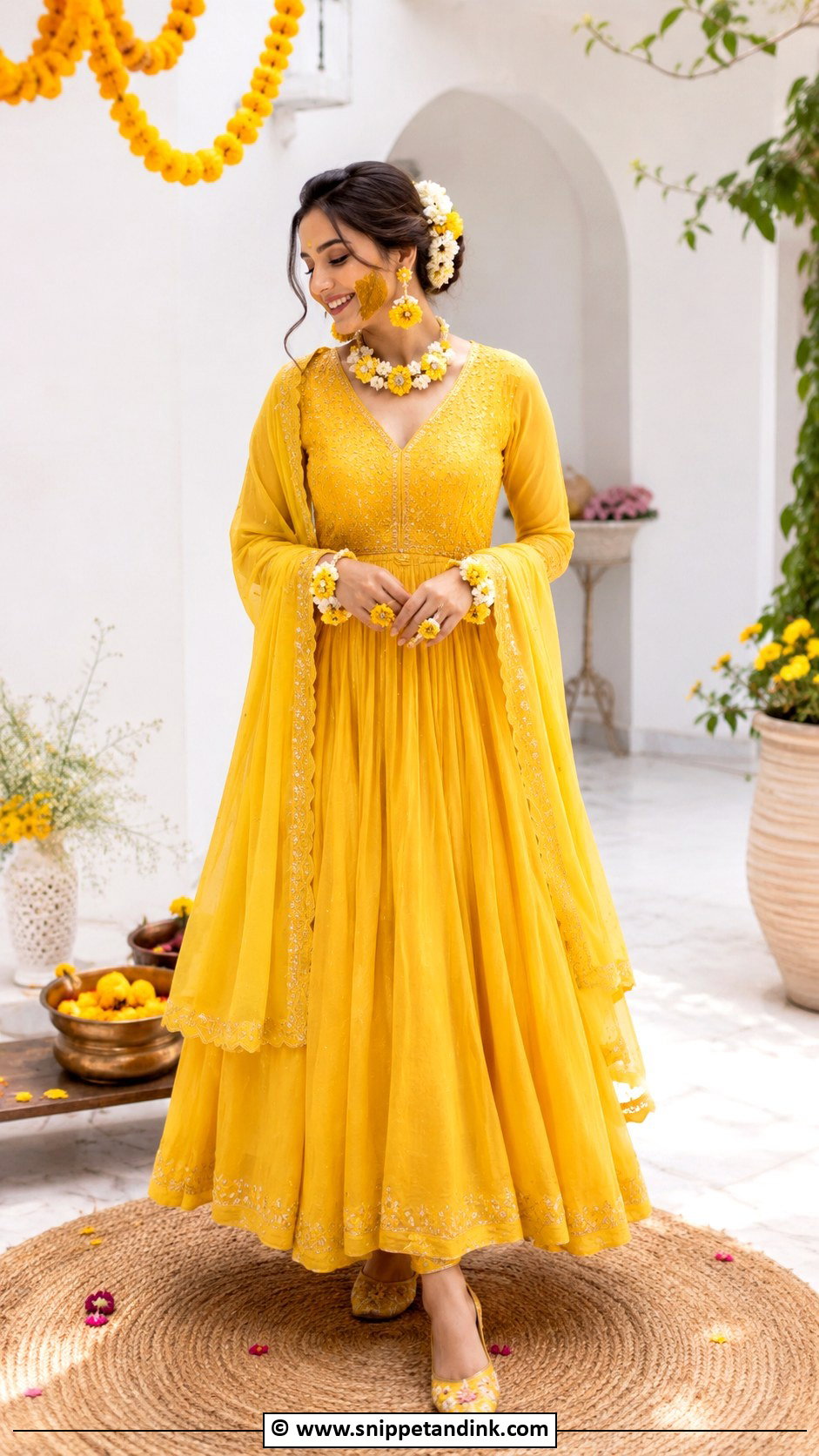 Yellow Anarkali Haldi Outfit For Bride - Snippet and Ink - 30 Haldi Outfit Ideas for Bride