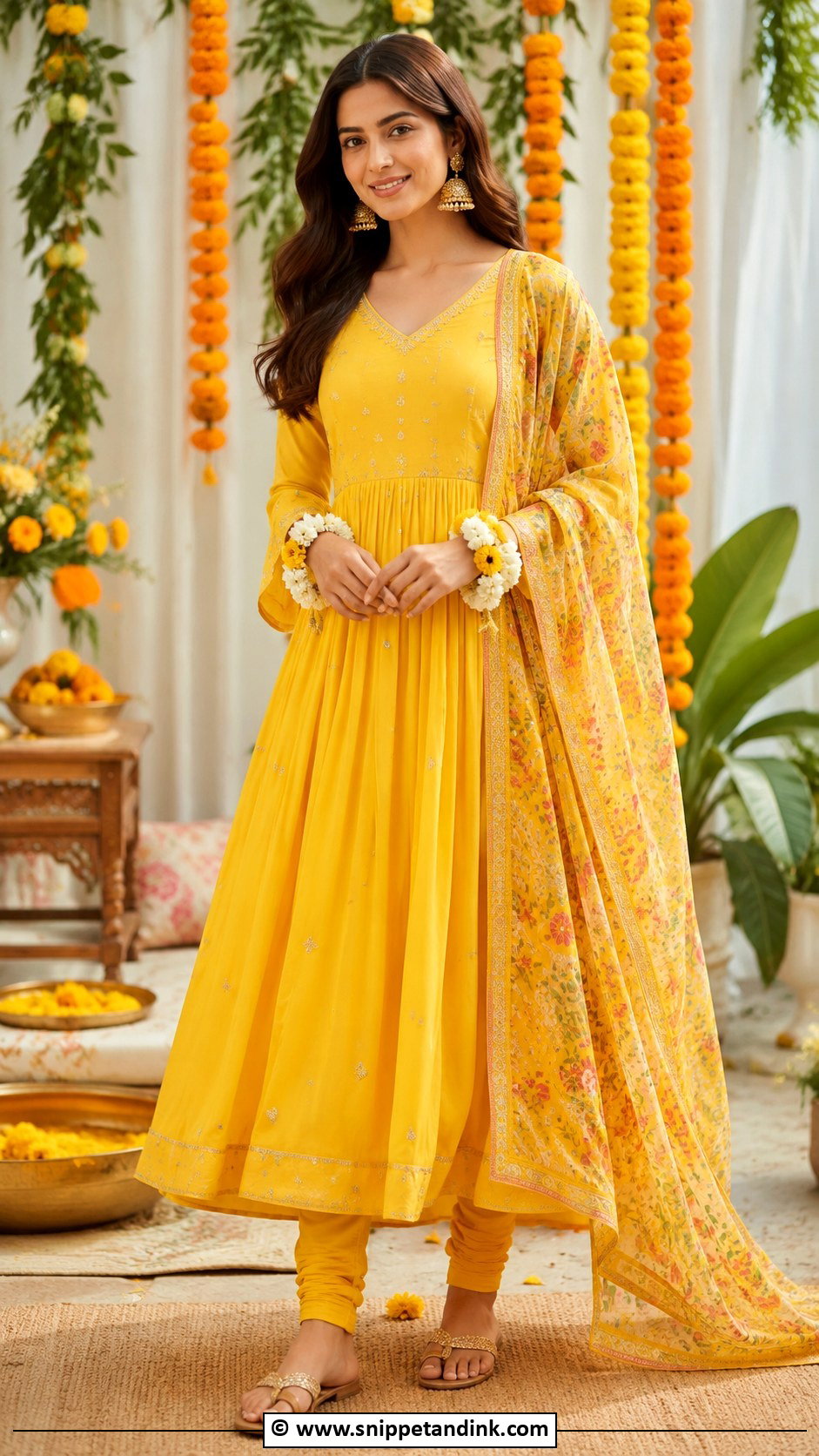 Yellow Anarkali Haldi Outfit - Snippet and Ink - 30 Haldi Outfits for Women