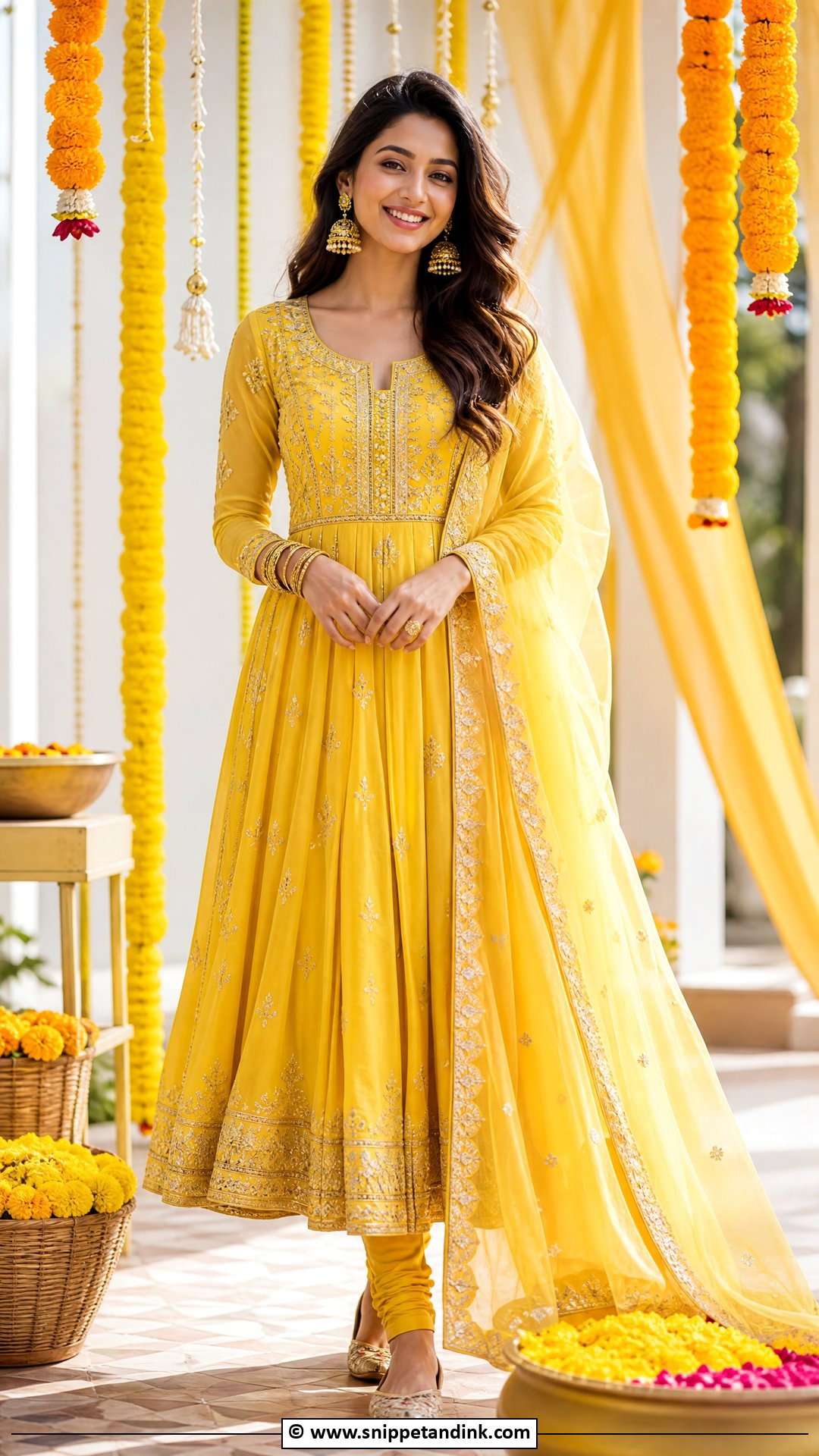 Yellow Anarkali Suit For Haldi - Snippet and Ink - 35 Latest Haldi Outfits