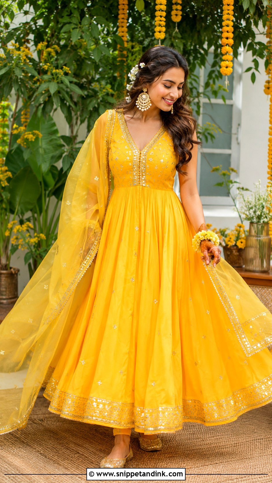 Yellow Anarkali Suit For Haldi - Snippet and Ink - 30 Haldi Dresses