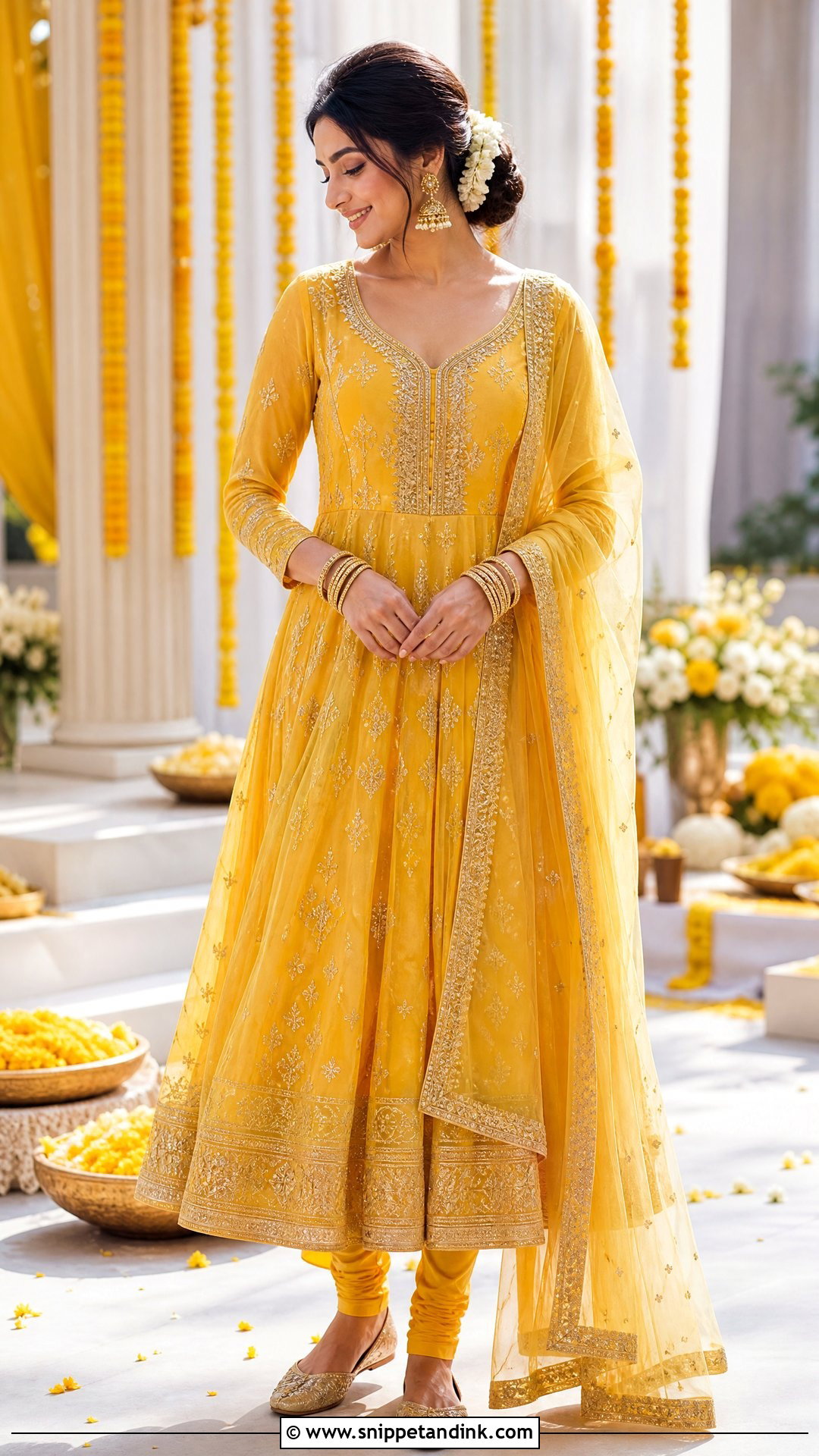 Yellow Anarkali Suit Outfit - Snippet and Ink - 20 Yellow Haldi Outfit for Sister Ideas