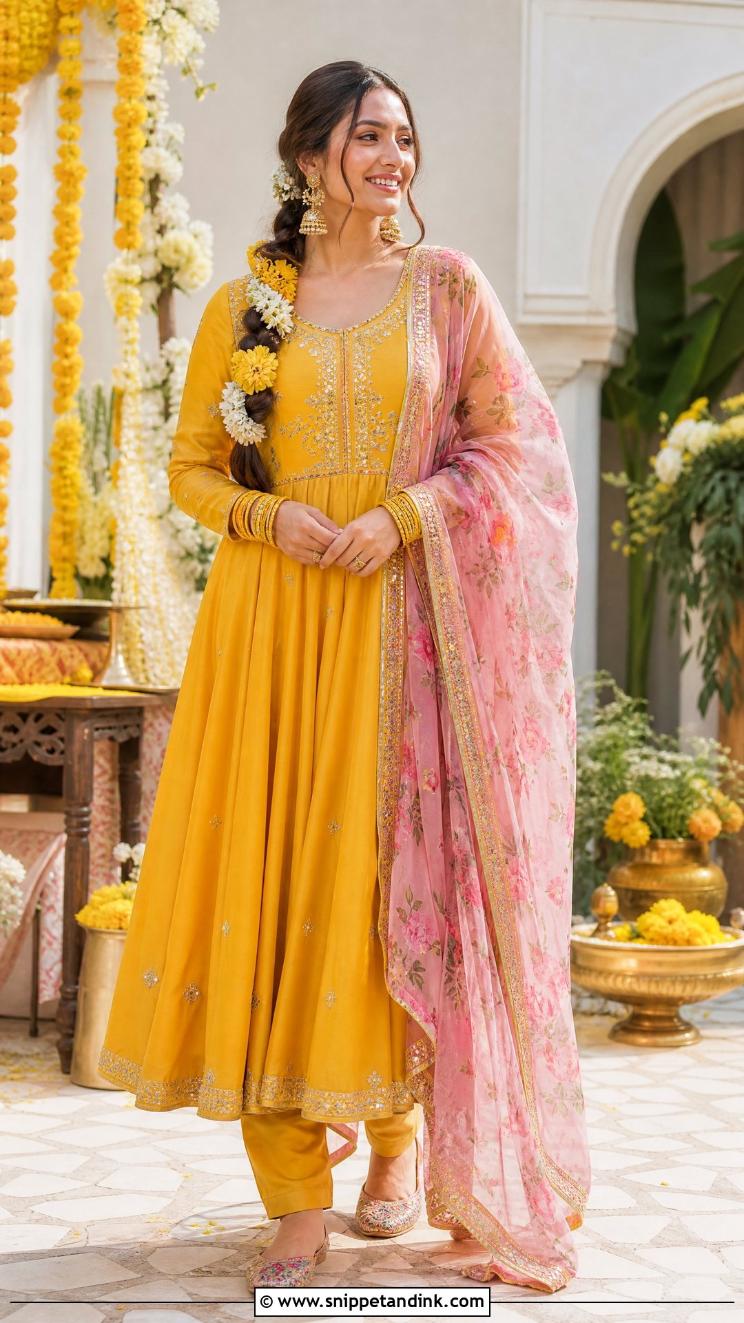 Yellow Anarkali Suit for Haldi - Snippet and Ink - 20 Yellow Colour Dress for Haldi Ideas