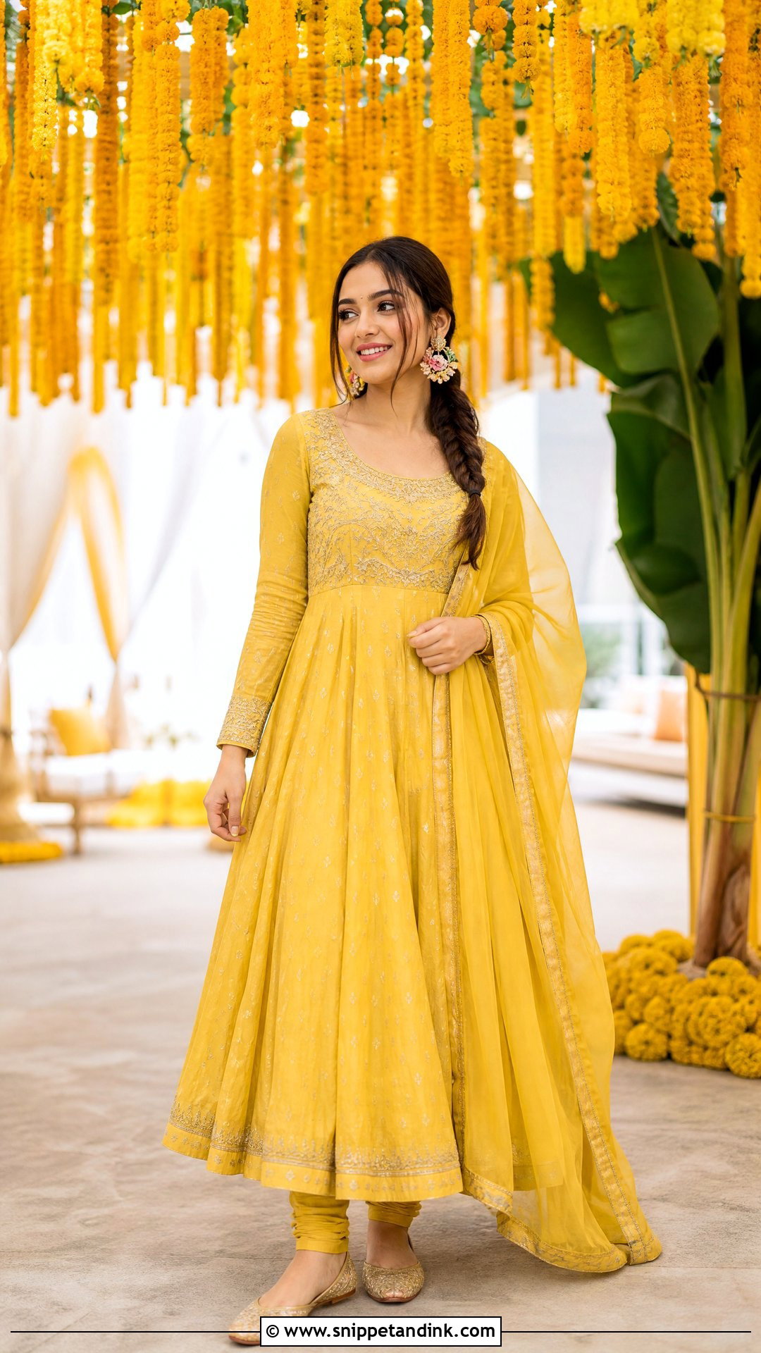 Yellow Anarkali Suit for Haldi Ceremony - Snippet and Ink - 20 Haldi Ceremony Outfit for Sister Ideas