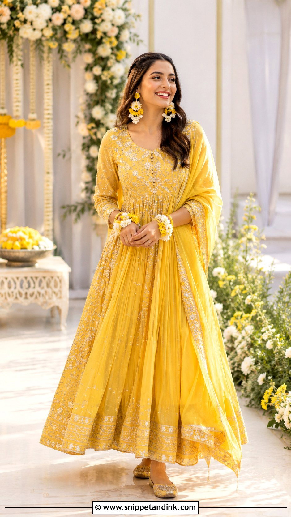 Yellow Anarkali for Haldi Bride - Snippet and Ink - 25 Yellow Haldi Outfit for Bride Ideas