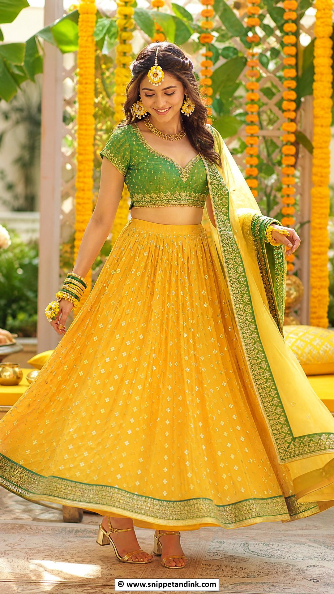 Yellow And Green Haldi Outfit - Snippet and Ink - 35 Haldi Outfits