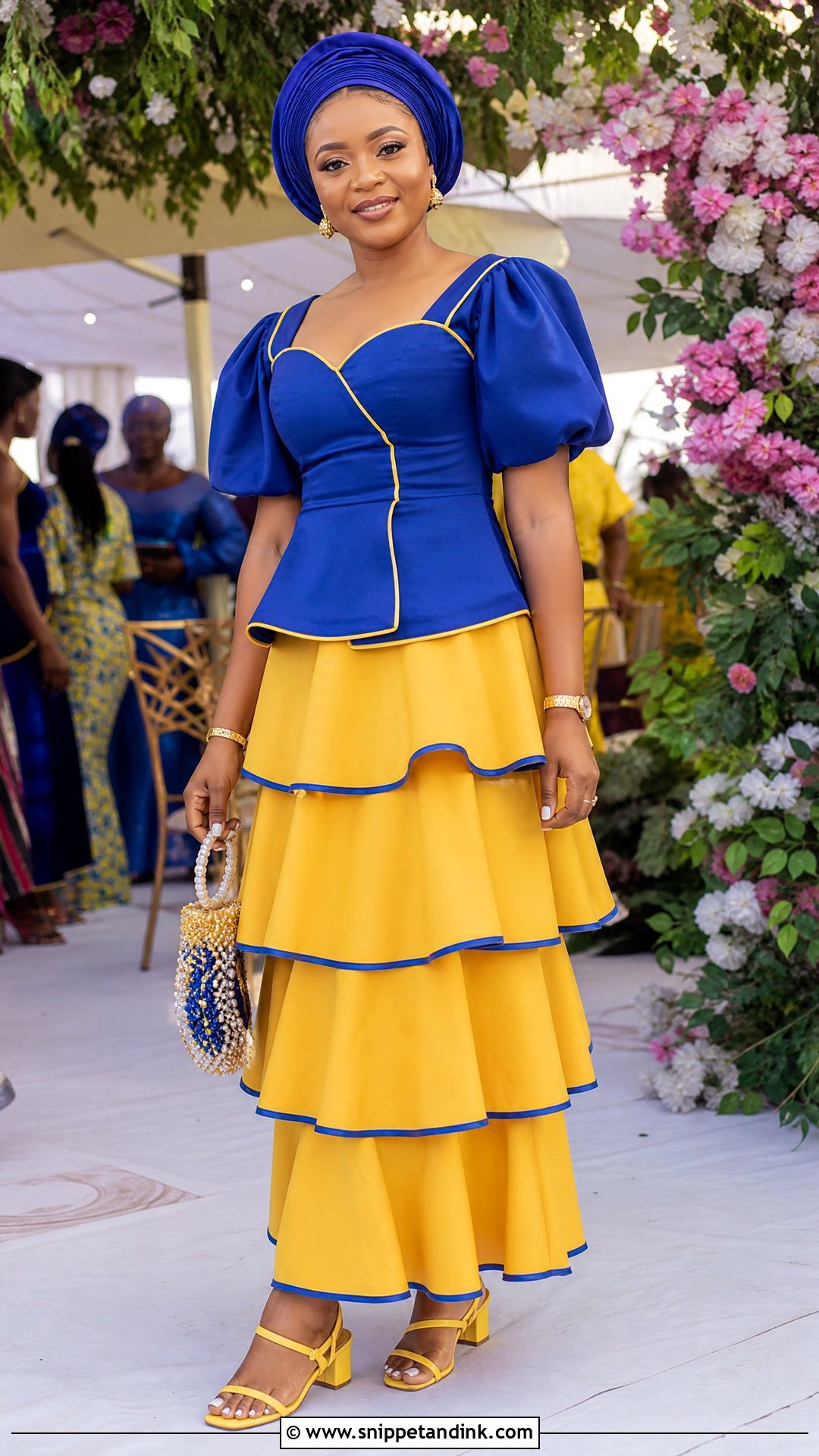 Yellow And Royal Blue Layered Pedi Dress - Snippet and Ink - 20 Pedi Traditional Attire African Weddings Ideas