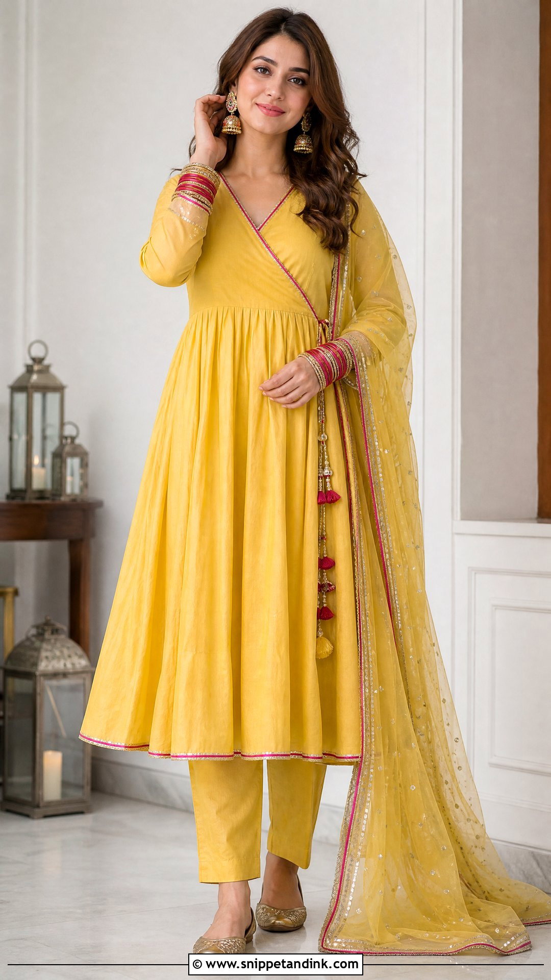 Yellow Angrakha Frock Mayoon Outfit - Snippet and Ink - 20 Pakistani Mayoon Outfits
