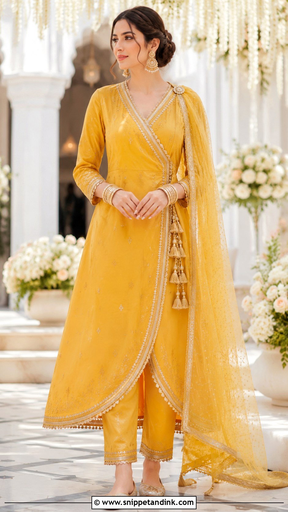Yellow Angrakha Suit for Sister - Snippet and Ink - 20 Yellow Haldi Ceremony Outfit for Sister Ideas