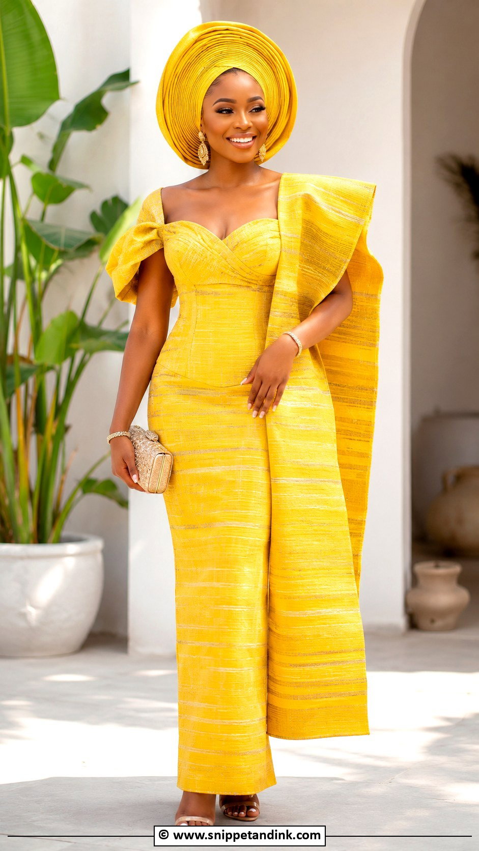 Yellow Asooke Bridal Outfit - Snippet and Ink - 25 Asooke Styles for Brides
