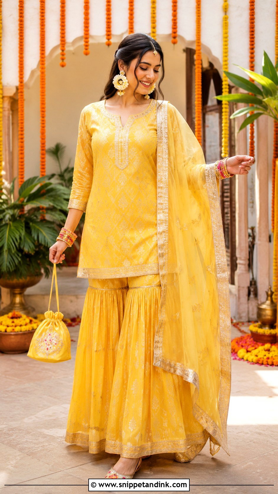 Yellow Banaras Sharara Set - Snippet and Ink - 20 Banaras Sharara Designs
