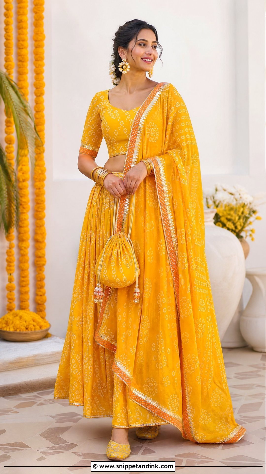 Yellow Bandhani Haldi Poshak - Snippet and Ink - 20 Rajasthani Wedding Dress Ideas
