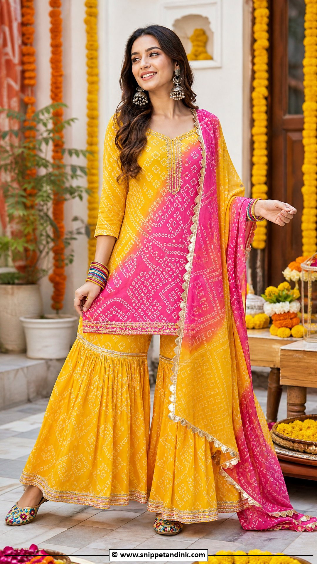 Yellow Bandhani Sharara - Snippet and Ink - 30 Yellow Sharara Ideas